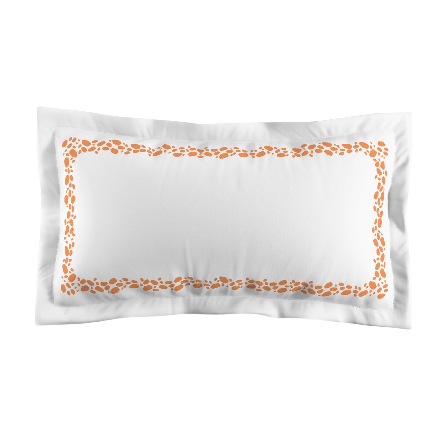 White Microfiber Pillow Sham with Flange, Orange Hand-painted Dab Motif Print, Classic Border, White Reverse Side, Standard (width x length) 22 x 30 inches / 56 x 76 cm