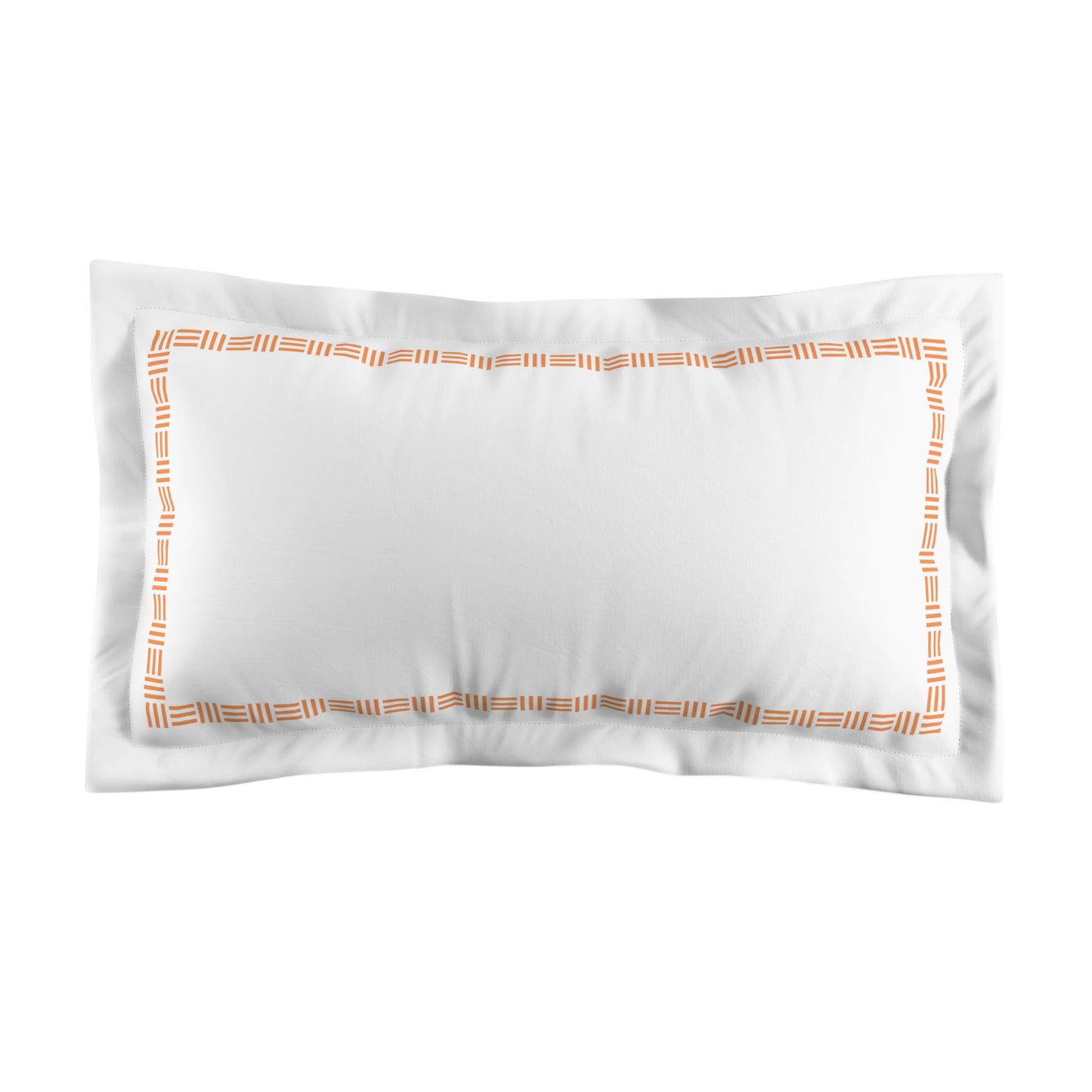 White Microfiber Pillow Sham with Flange, Orange Single Weave Motif Print, Classic Border, White Reverse Side, Standard (width x length) 22 x 30 inches / 56 x 76 cm