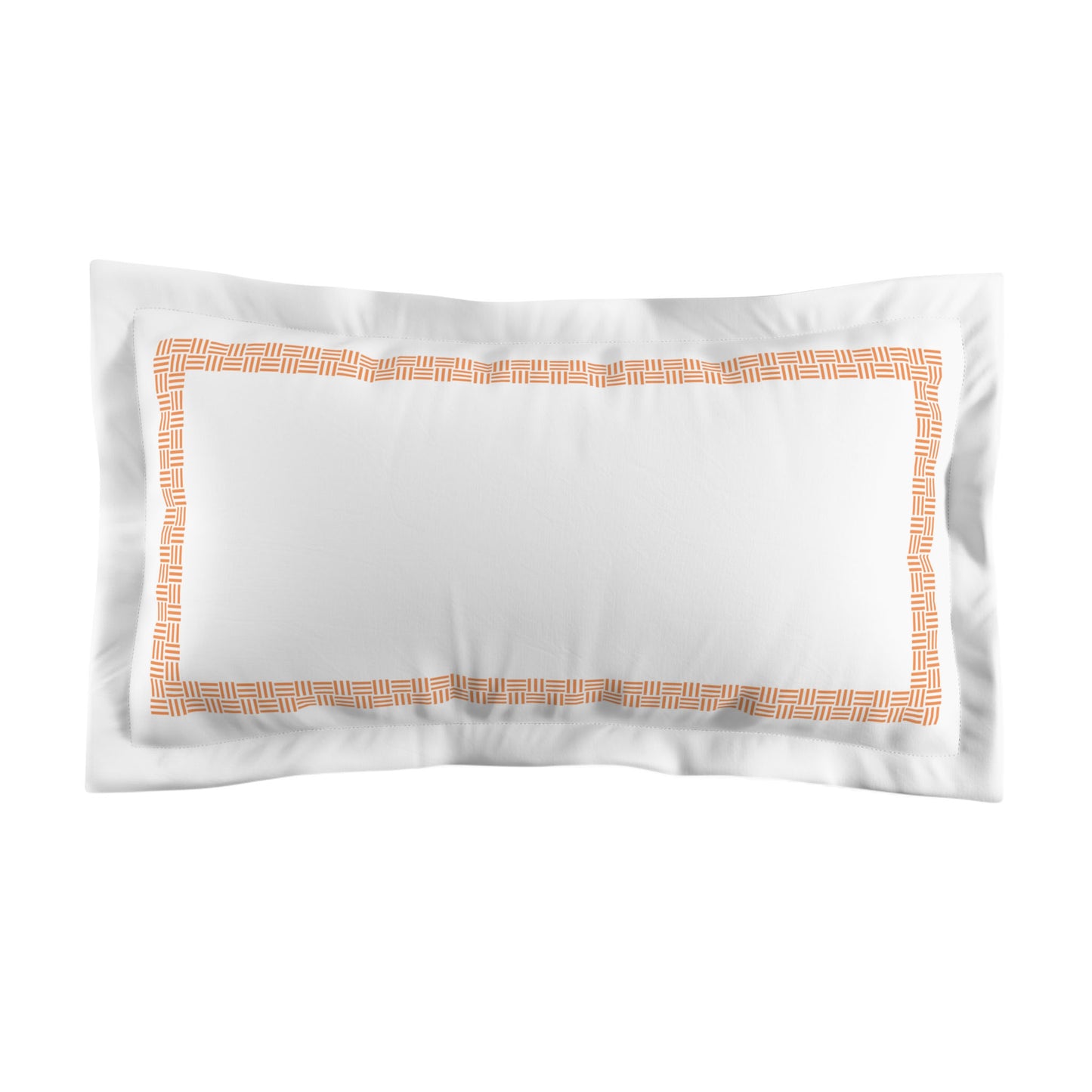 White Microfiber Pillow Sham with Flange, Orange Double Weave Motif Print, Classic Border, White Reverse Side, Standard (width x length) 22 x 30 inches / 56 x 76 cm