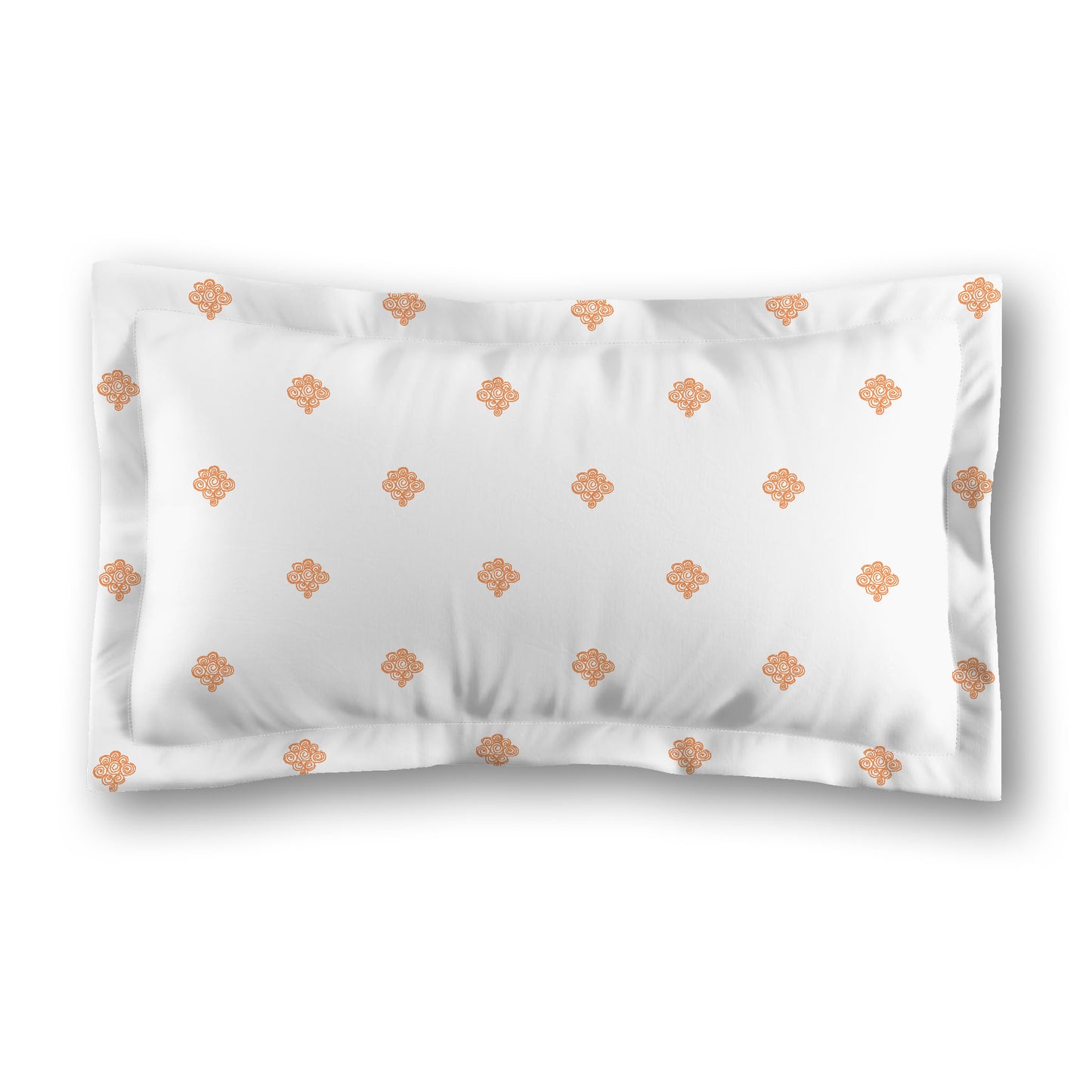 White Microfiber Pillow Sham with Flange, Orange Hand-painted Swizzle Motif Print, White Reverse Side, Standard (width x length) 22 x 30 inches / 56 x 76 cm