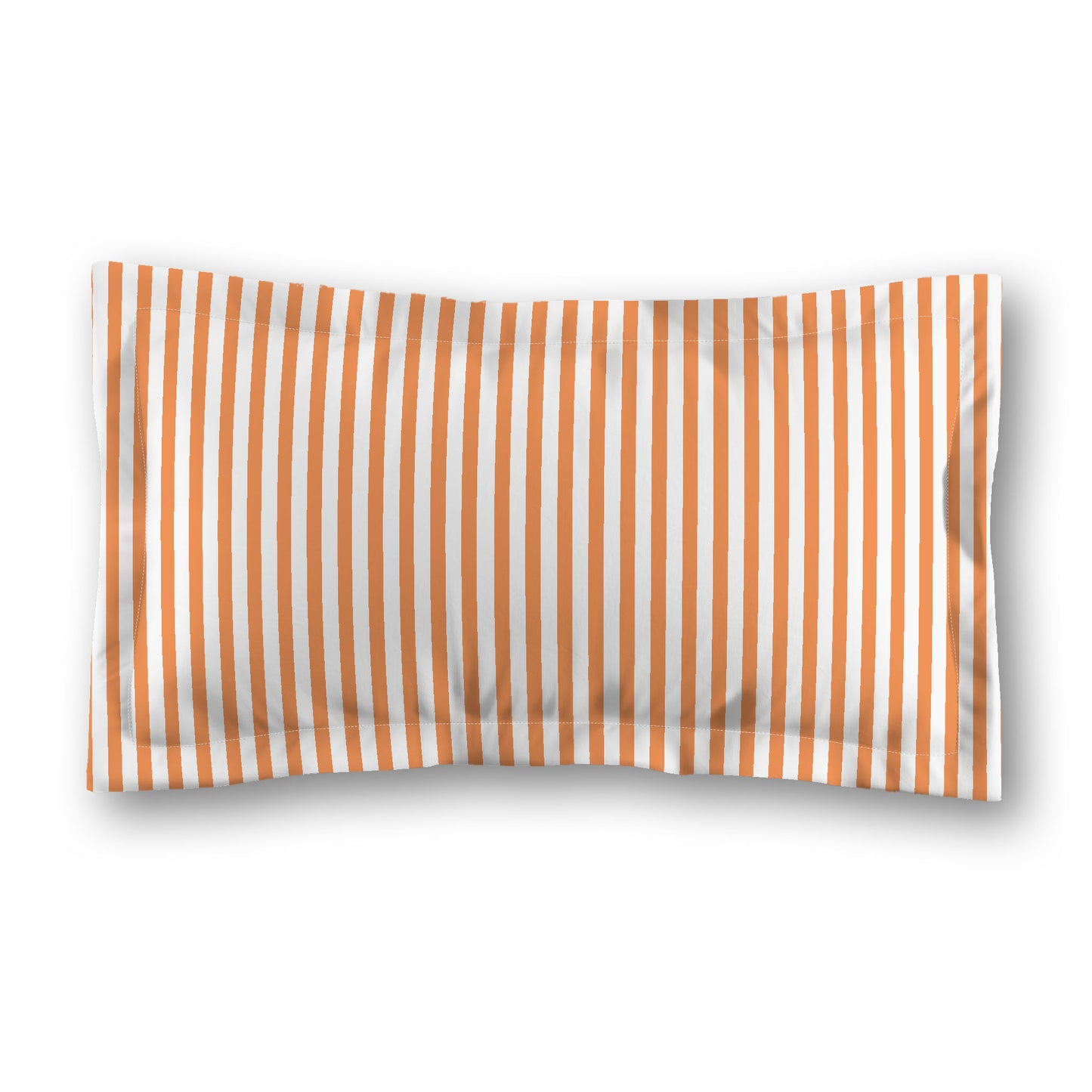 White Microfiber Sham with Flange, Thin Orange Bars on Front, White Reverse Side, Standard (width x length) 22 x 30 inches / 56 x 76 cm