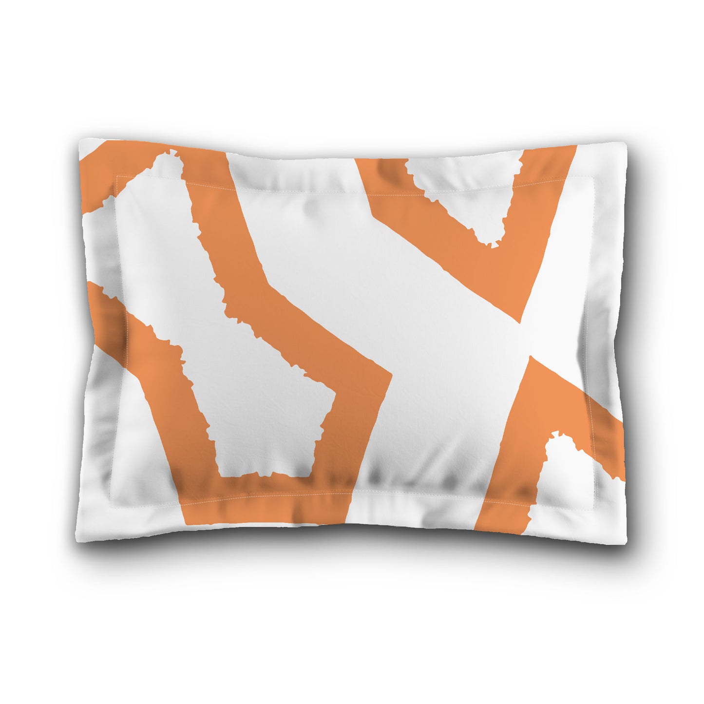 White Microfiber Sham with Flange, Bold Orange Graphic on Front, White Reverse Side, King (width x length) 22 x 38 inches / 56 x 97 cm