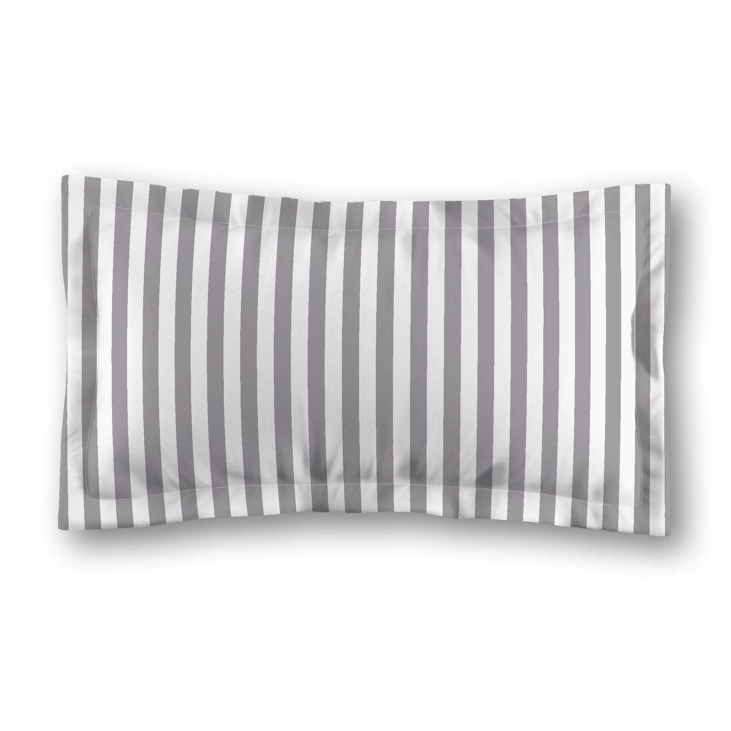 White Microfiber Sham with Flange, Grey Bars on Front, White Reverse Side, Standard (width x length) 22 x 30 inches / 56 x 76 cm