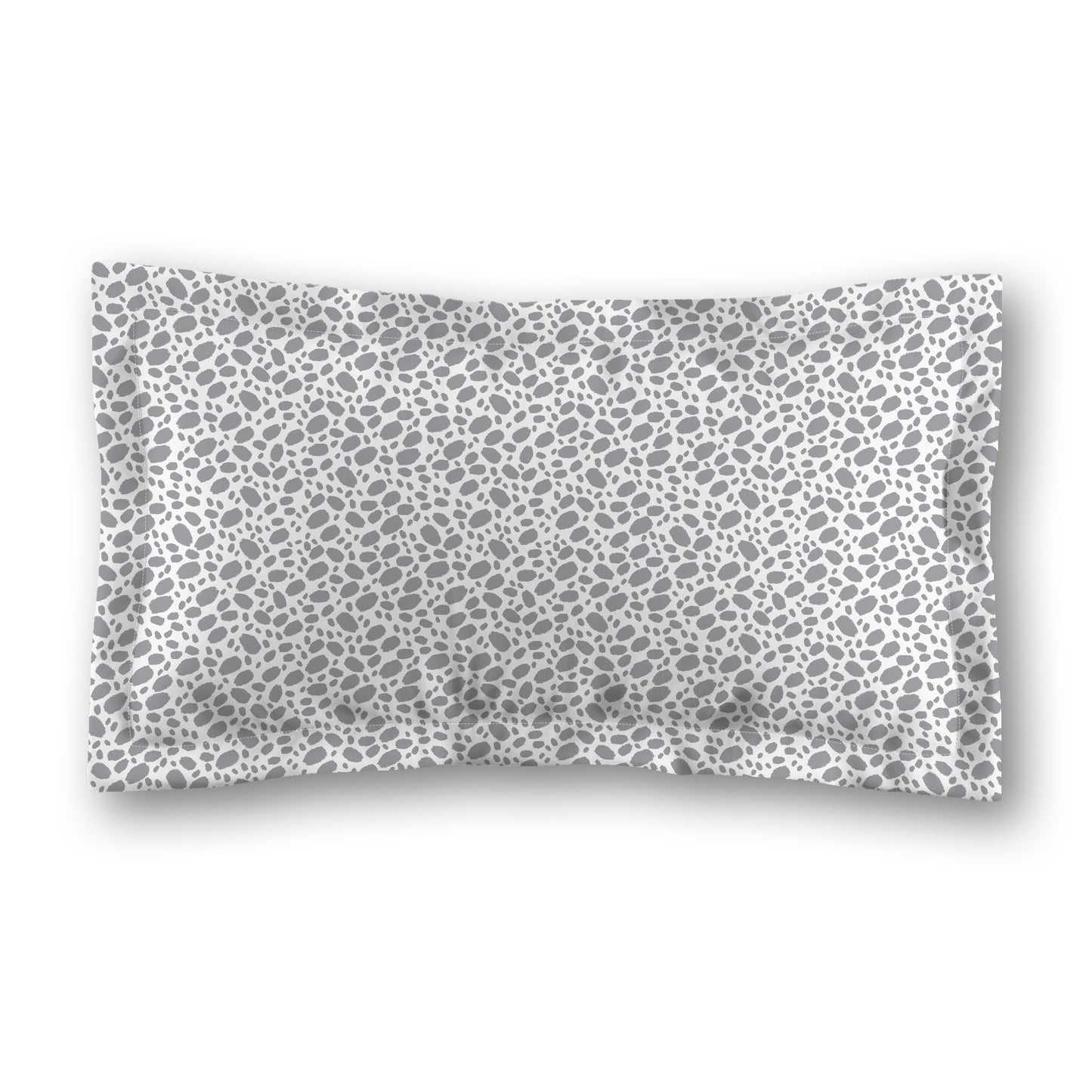 White Microfiber Pillow Sham with Flange, Grey Hand-painted Dab Motif Print, White Reverse Side, Standard (width x length) 22 x 30 inches / 56 x 76 cm