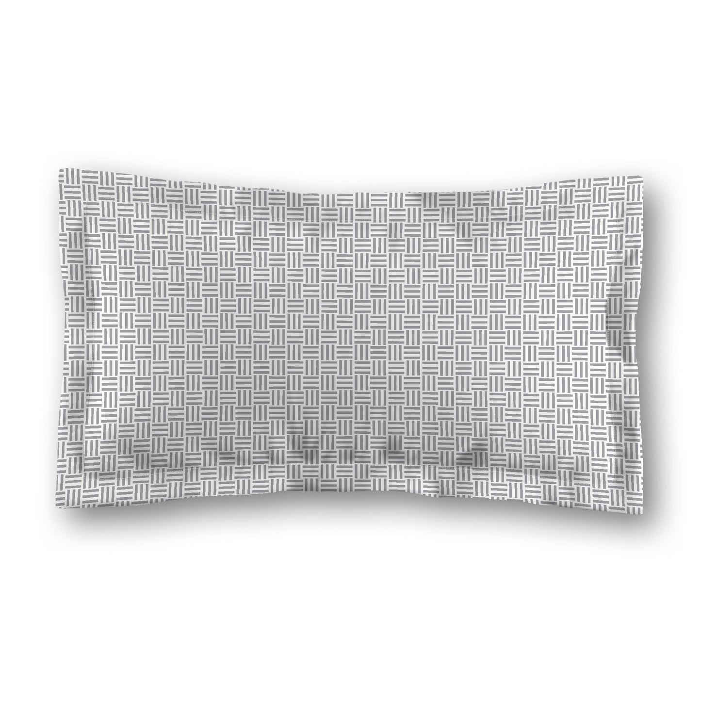 White Microfiber Pillow Sham with Flange, Grey Single Weave Motif Print, White Reverse Side, Standard (width x length) 22 x 30 inches / 56 x 76 cm