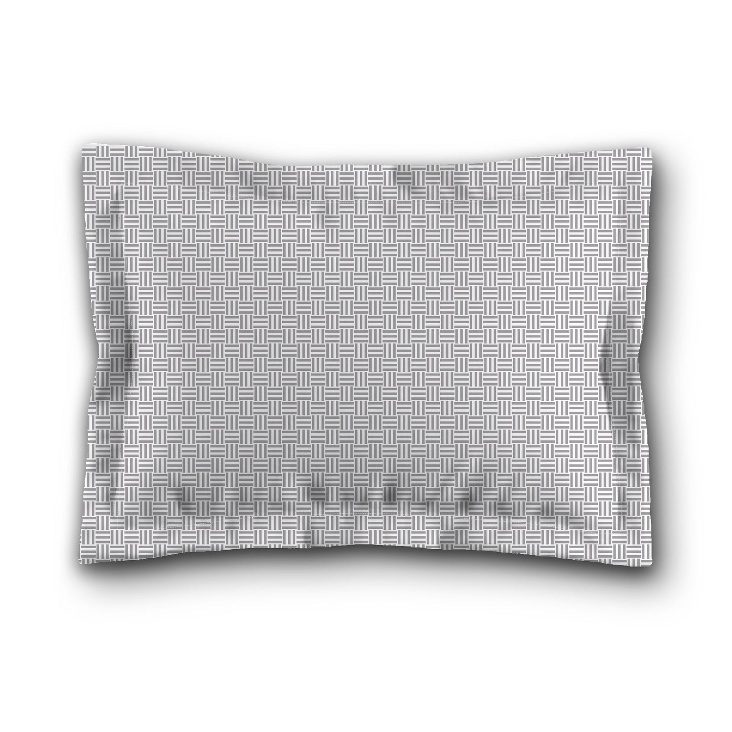 White Microfiber Pillow Sham with Flange, Grey Double Weave Motif Print, White Reverse Side, King (width x length) 22 x 38 inches / 56 x 97 cm