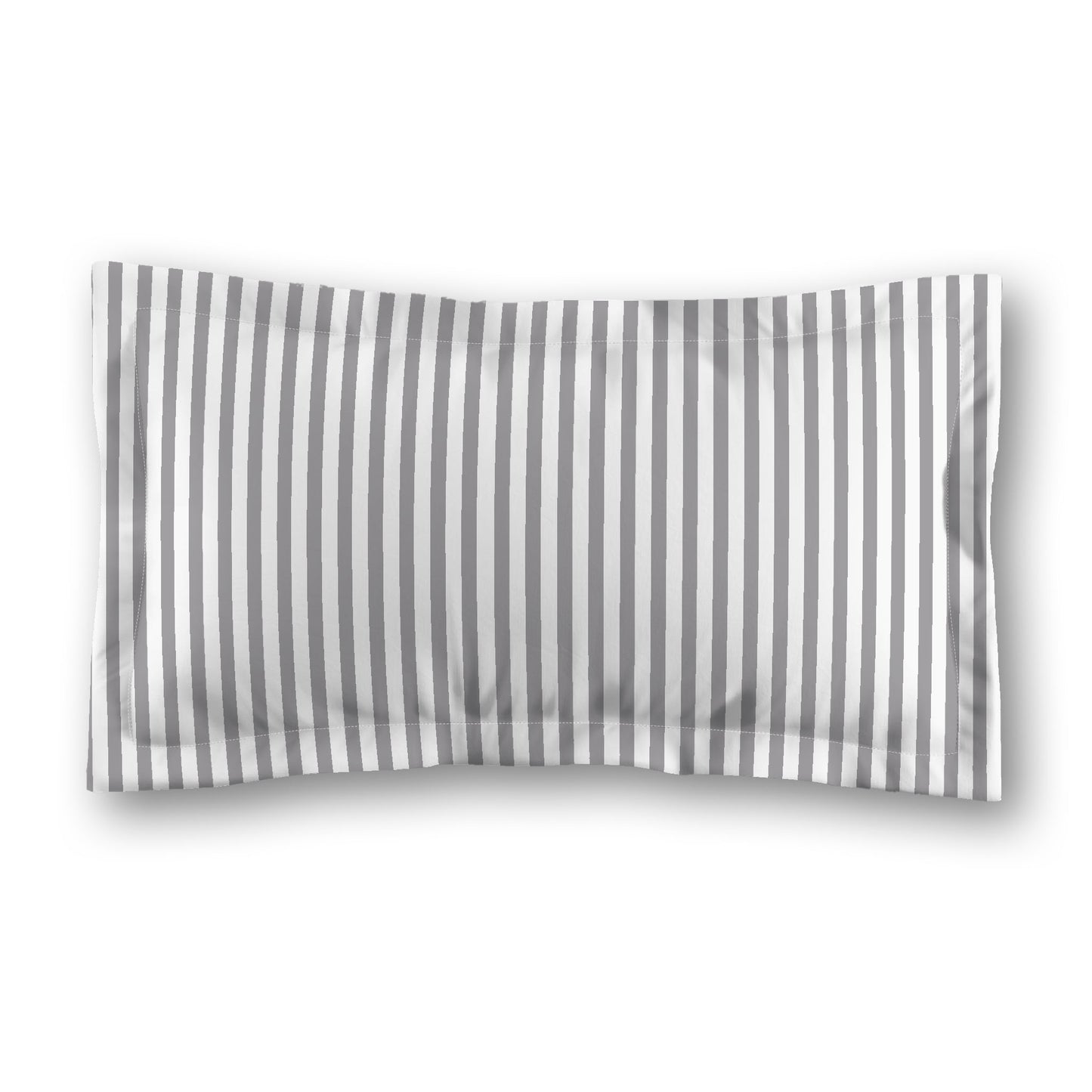 White Microfiber Sham with Flange, Thin Grey Bars on Front, White Reverse Side, Standard (width x length) 22 x 30 inches / 56 x 76 cm