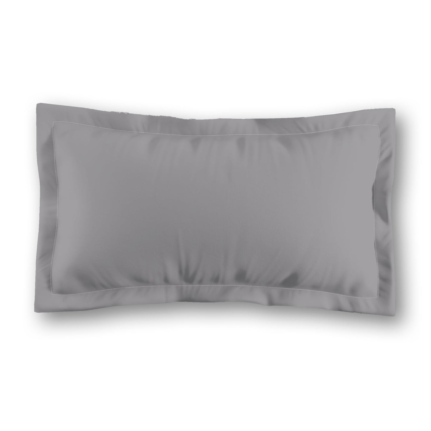 Grey Microfiber Sham with Flange, White Reverse Side, Standard (width x length) 22 x 30 inches / 56 x 76 cm