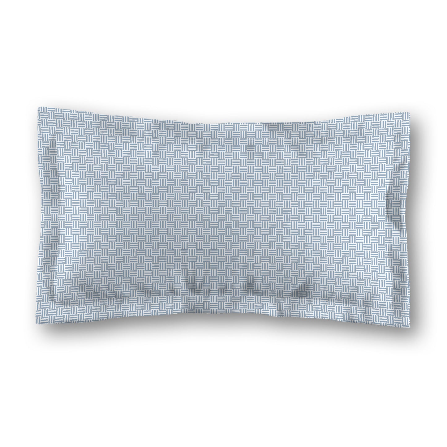 White Microfiber Pillow Sham with Flange, Blue Double Weave Motif Print, White Reverse Side, Standard (width x length) 22 x 30 inches / 56 x 76 cm