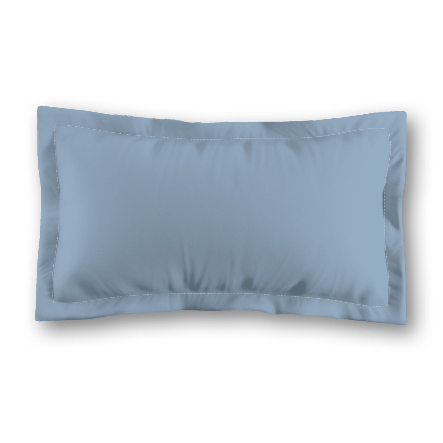 Blue Microfiber Sham with Flange, White Reverse Side, Standard (width x length) 22 x 30 inches / 56 x 76 cm