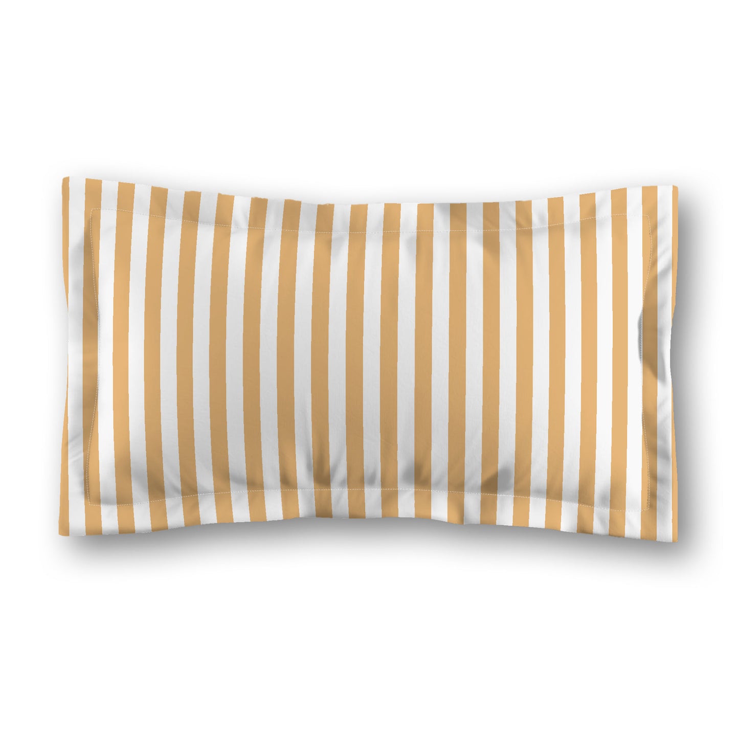 White Microfiber Sham with Flange, Pale Orange Bars on Front, White Reverse Side, Standard (width x length) 22 x 30 inches / 56 x 76 cm