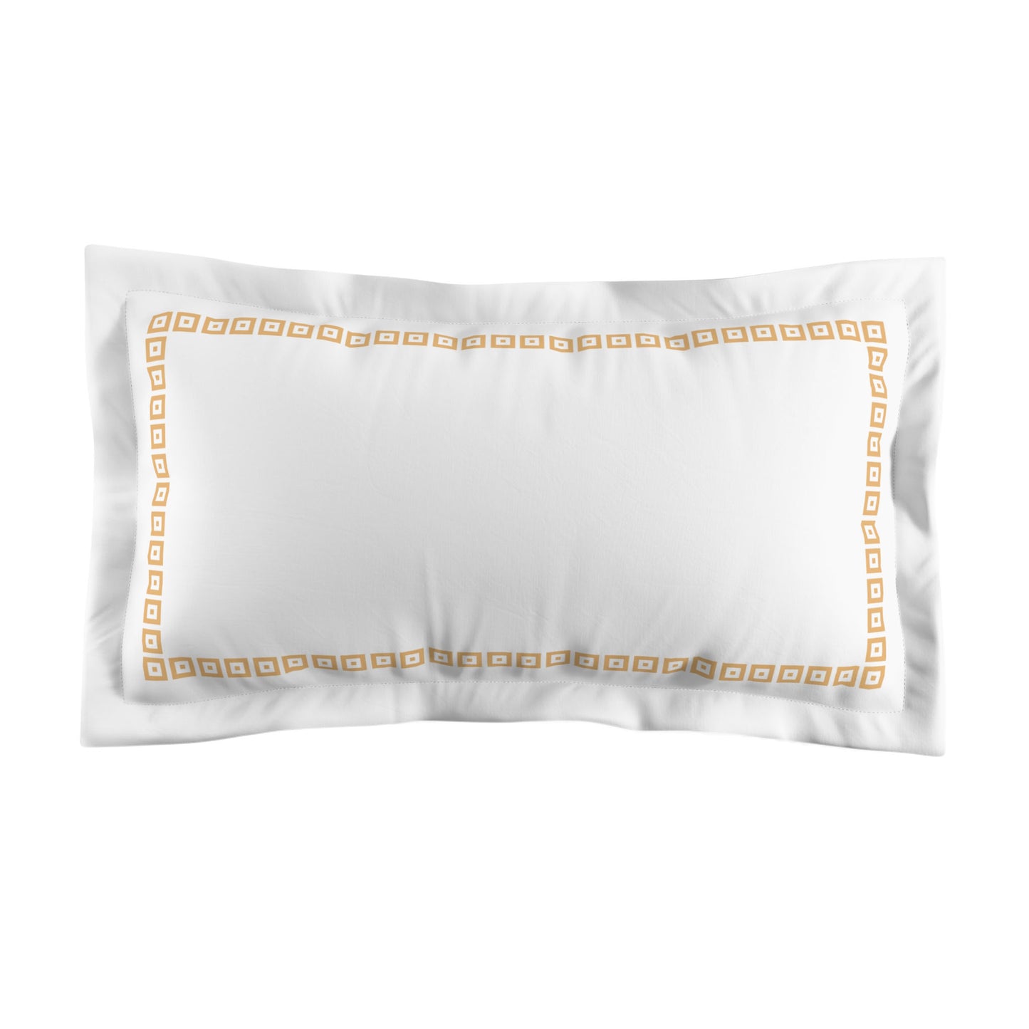 White Microfiber Pillow Sham with Flange, Pale Orange Repeating Square Motif Print, Classic Border, White Reverse Side, Standard (width x length) 22 x 30 inches / 56 x 76 cm