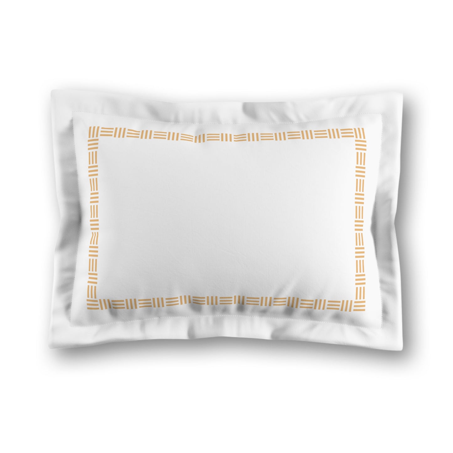 White Microfiber Pillow Sham with Flange, Pale Orange Single Weave Motif Print, Classic Border, White Reverse Side, King (width x length) 22 x 38 inches / 56 x 97 cm
