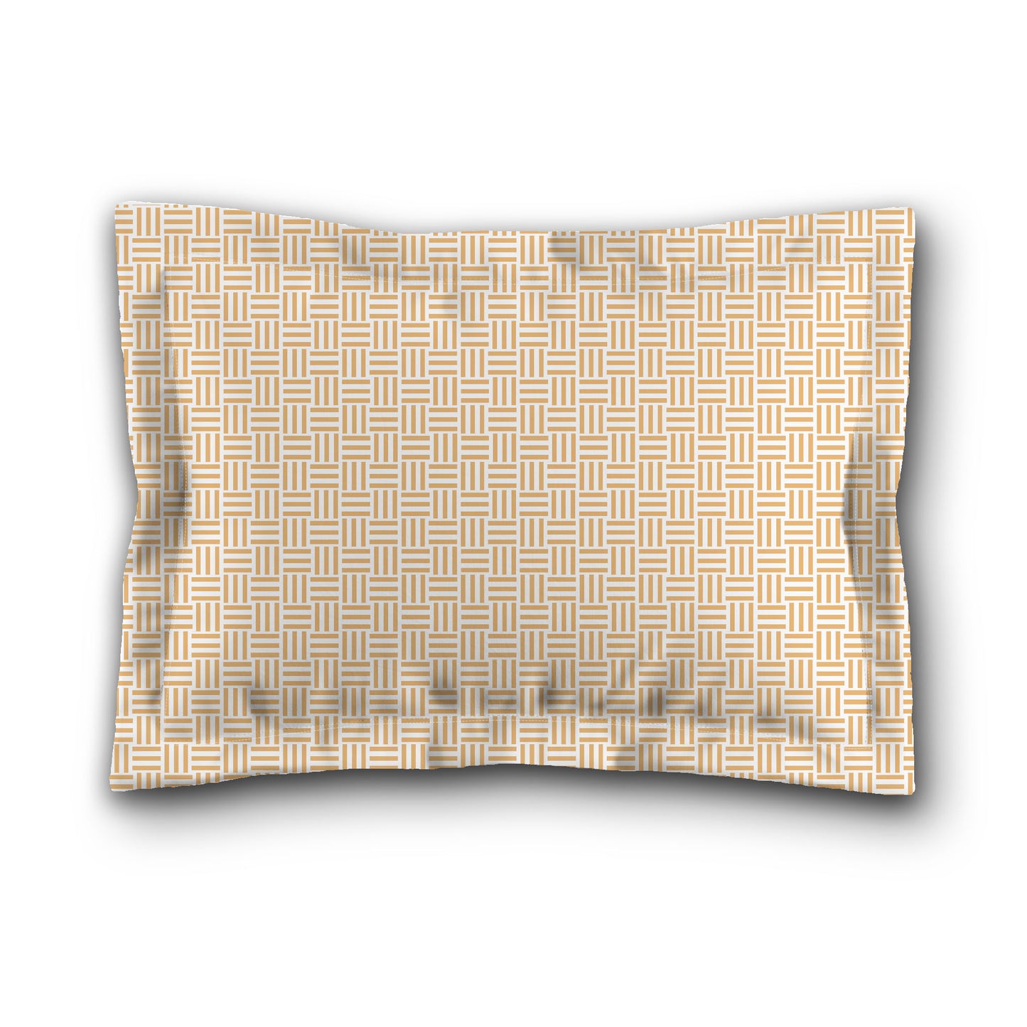 White Microfiber Pillow Sham with Flange, Pale Orange Single Weave Motif Print, White Reverse Side, King (width x length) 22 x 38 inches / 56 x 97 cm