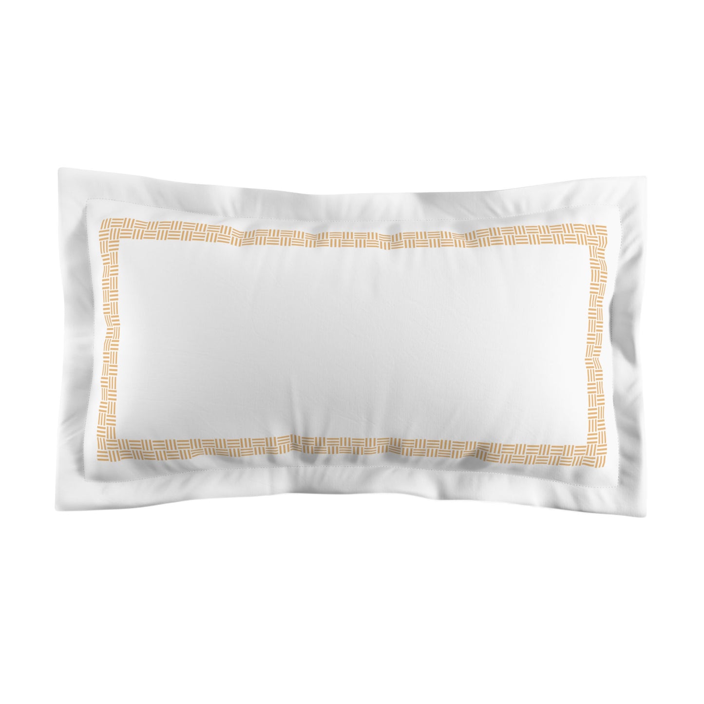 White Microfiber Pillow Sham with Flange, Pale Orange Double Weave Motif Print, Classic Border, White Reverse Side, Standard (width x length) 22 x 30 inches / 56 x 76 cm