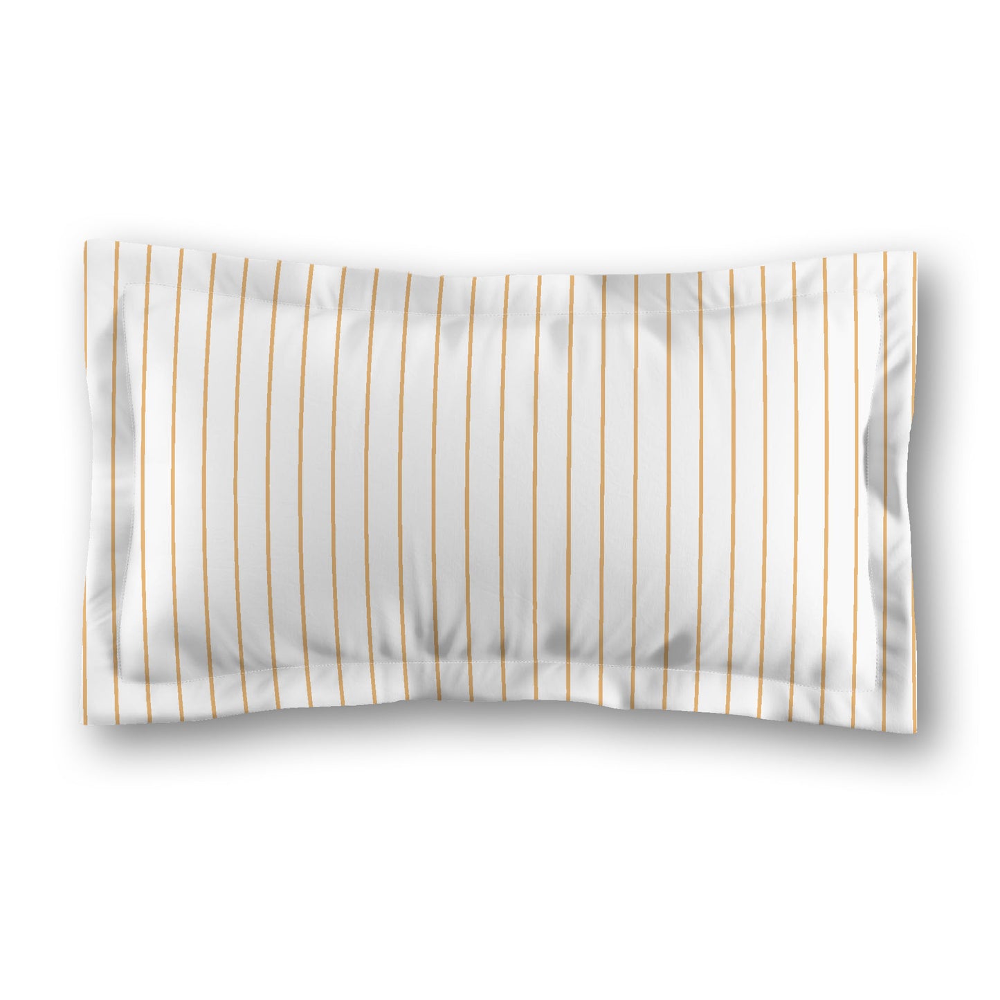 White Microfiber Sham with Flange, Pale Orange Stripes on Front, White Reverse Side, Standard (width x length) 22 x 30 inches / 56 x 76 cm