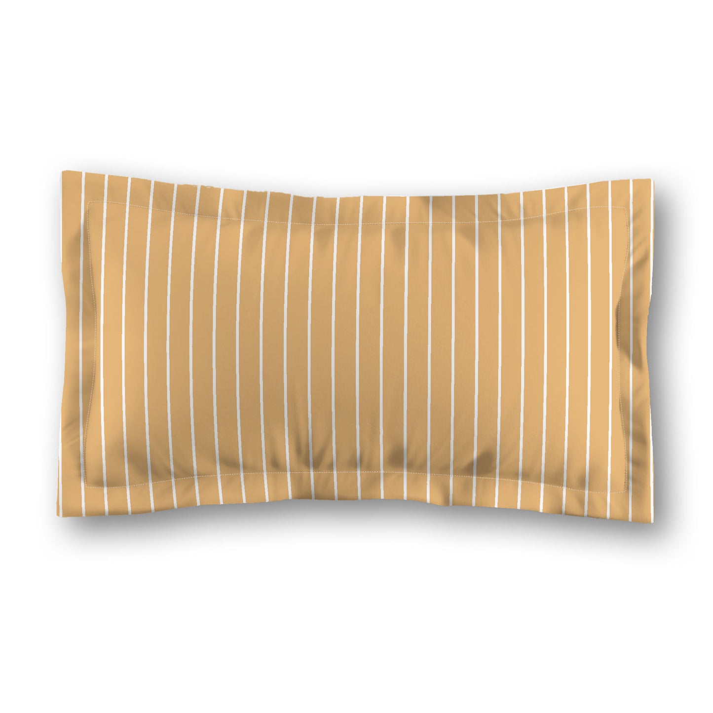 Pale Orange Microfiber Sham with Flange, White Stripes on Front, White Reverse Side, Standard (width x length) 22 x 30 inches / 56 x 76 cm