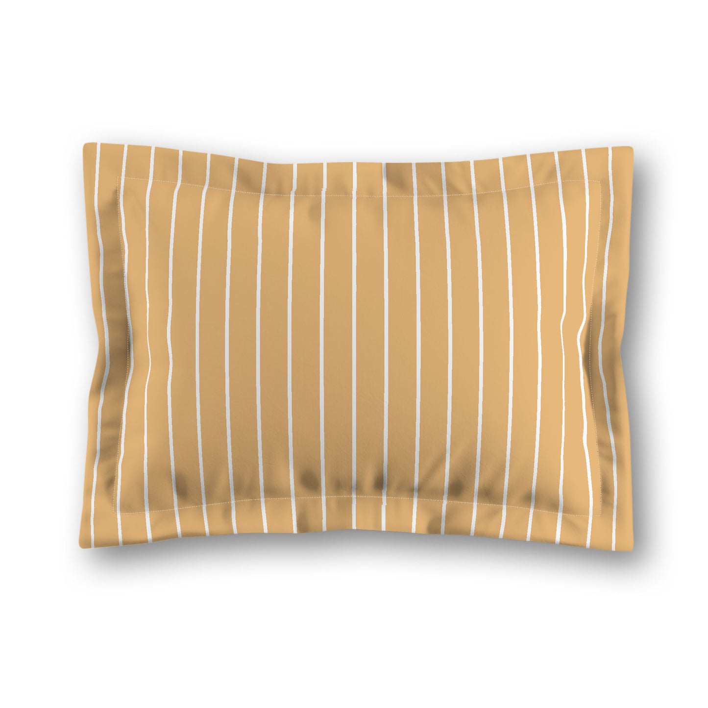 Pale Orange Microfiber Sham with Flange, White Stripes on Front, White Reverse Side, King (width x length) 22 x 38 inches / 56 x 97 cm