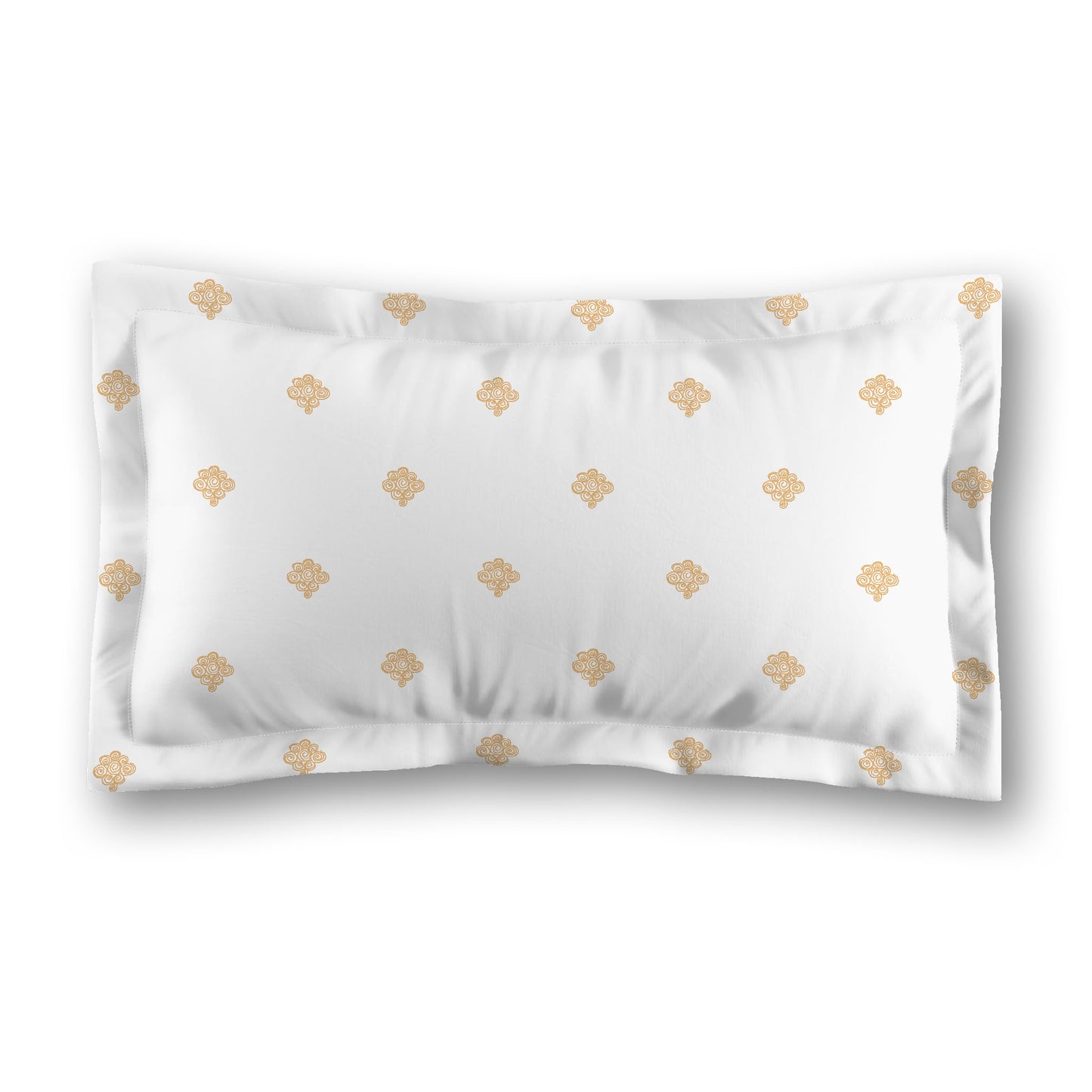 White Microfiber Pillow Sham with Flange, Pale Orange Hand-painted Swizzle Motif Print, White Reverse Side, Standard (width x length) 22 x 30 inches / 56 x 76 cm