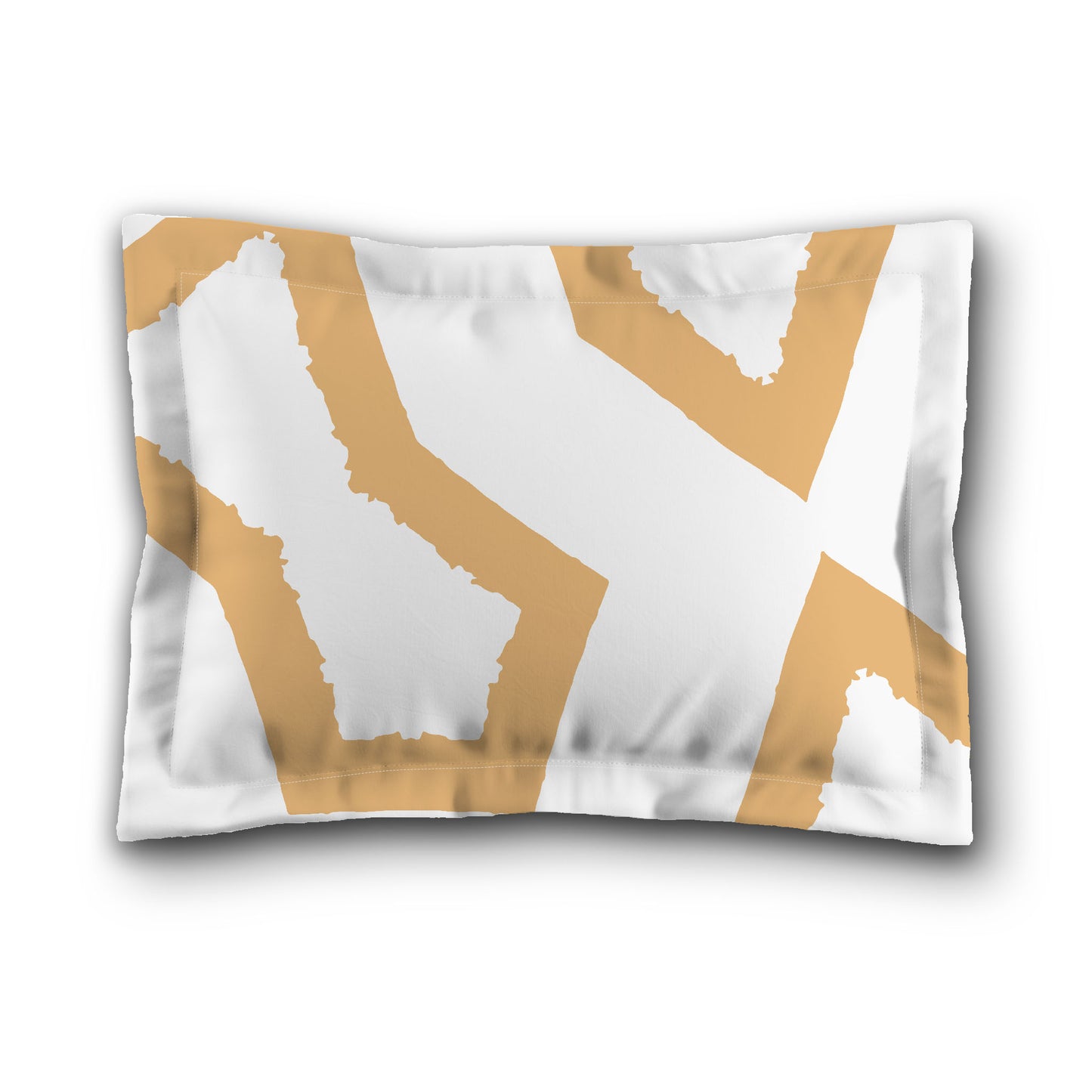 White Microfiber Sham with Flange, Bold Pale Orange Graphic on Front, White Reverse Side, King (width x length) 22 x 38 inches / 56 x 97 cm