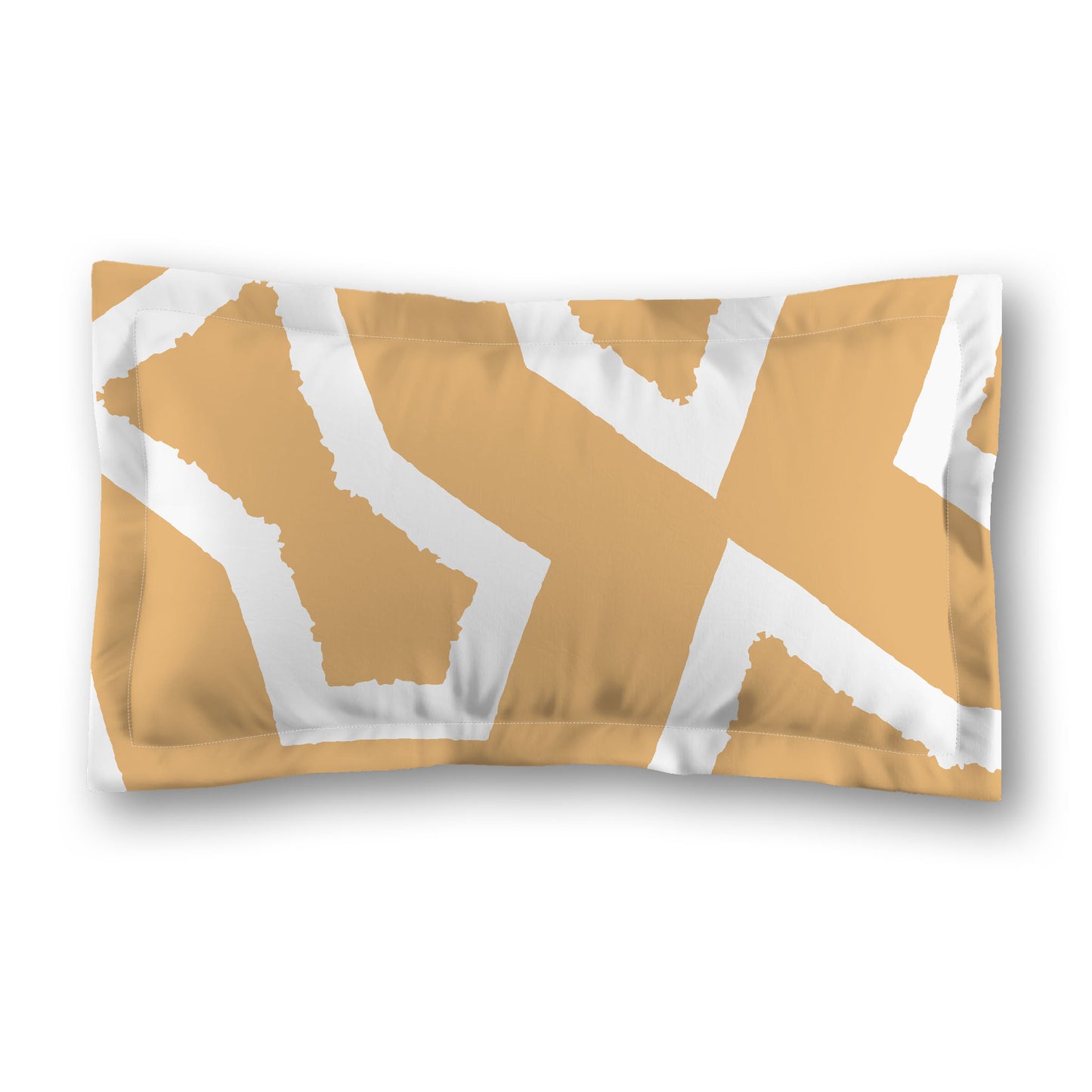 Pale Orange Microfiber Pillow Sham with Flange, Bold White Graphic on Front, White Reverse Side, Standard (width x length) 22 x 30 inches / 56 x 76 cm