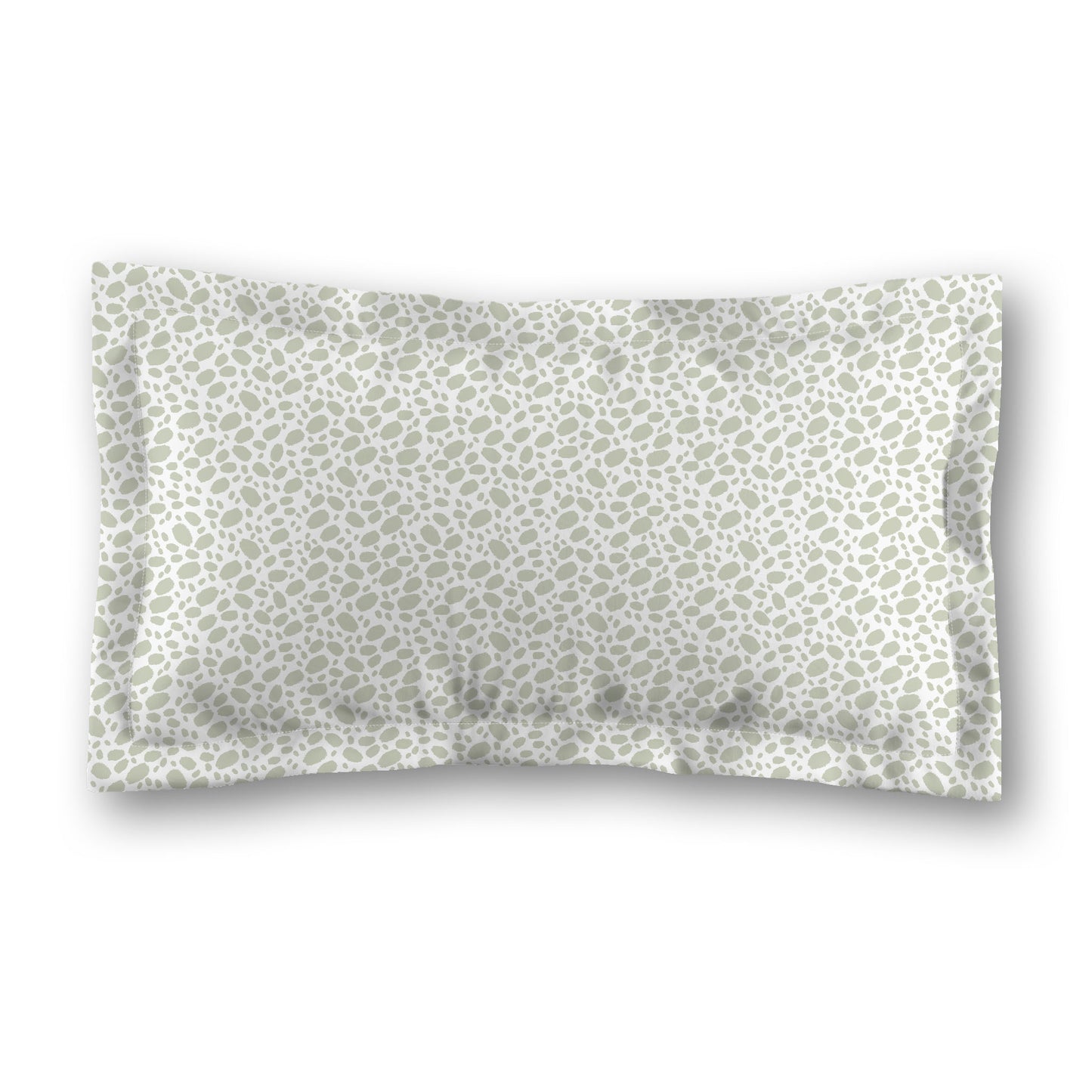 White Microfiber Pillow Sham with Flange, Pale Green Hand-painted Dab Motif Print, White Reverse Side, Standard (width x length) 22 x 30 inches / 56 x 76 cm