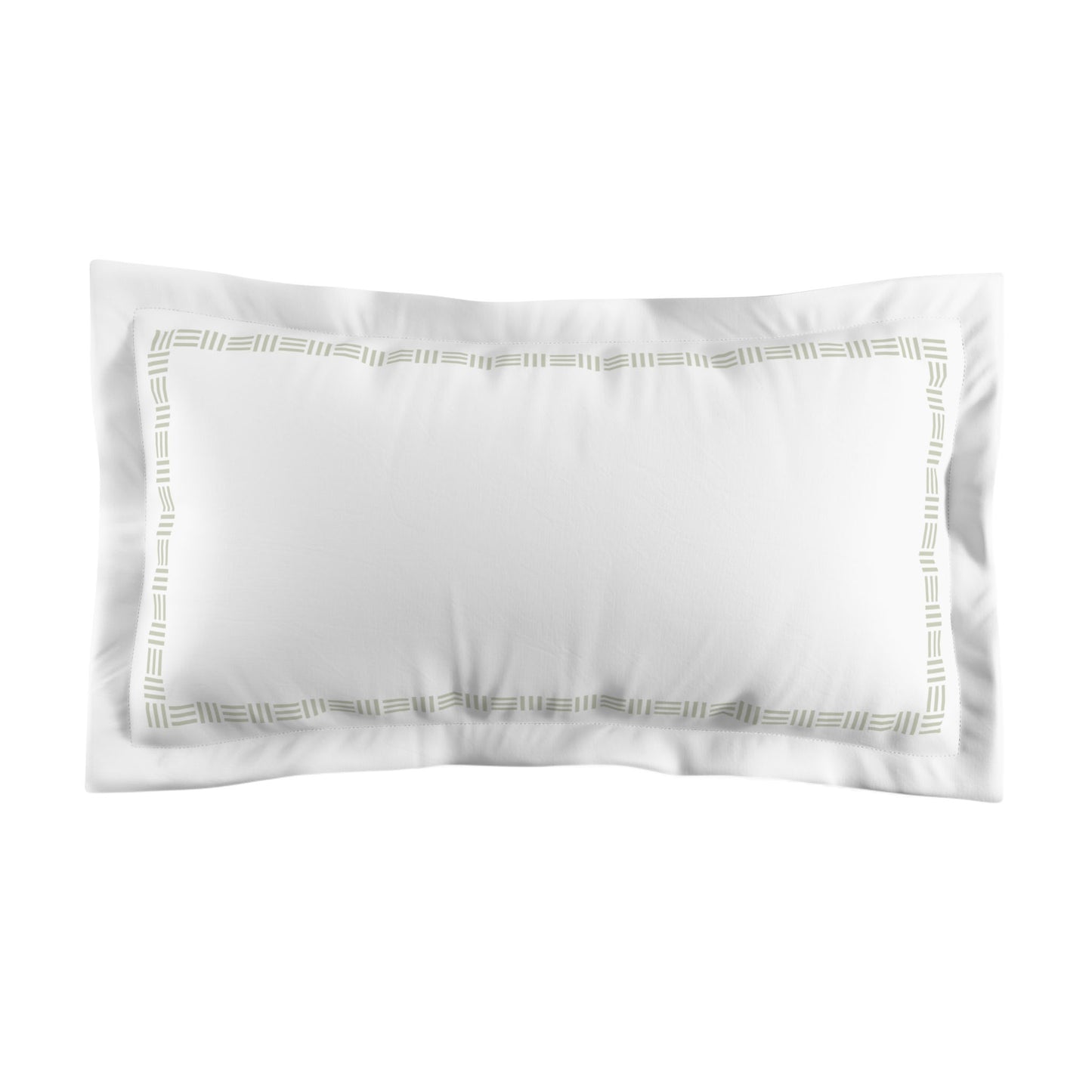 White Microfiber Pillow Sham with Flange, Pale Green Single Weave Motif Print, Classic Border, White Reverse Side, Standard (width x length) 22 x 30 inches / 56 x 76 cm