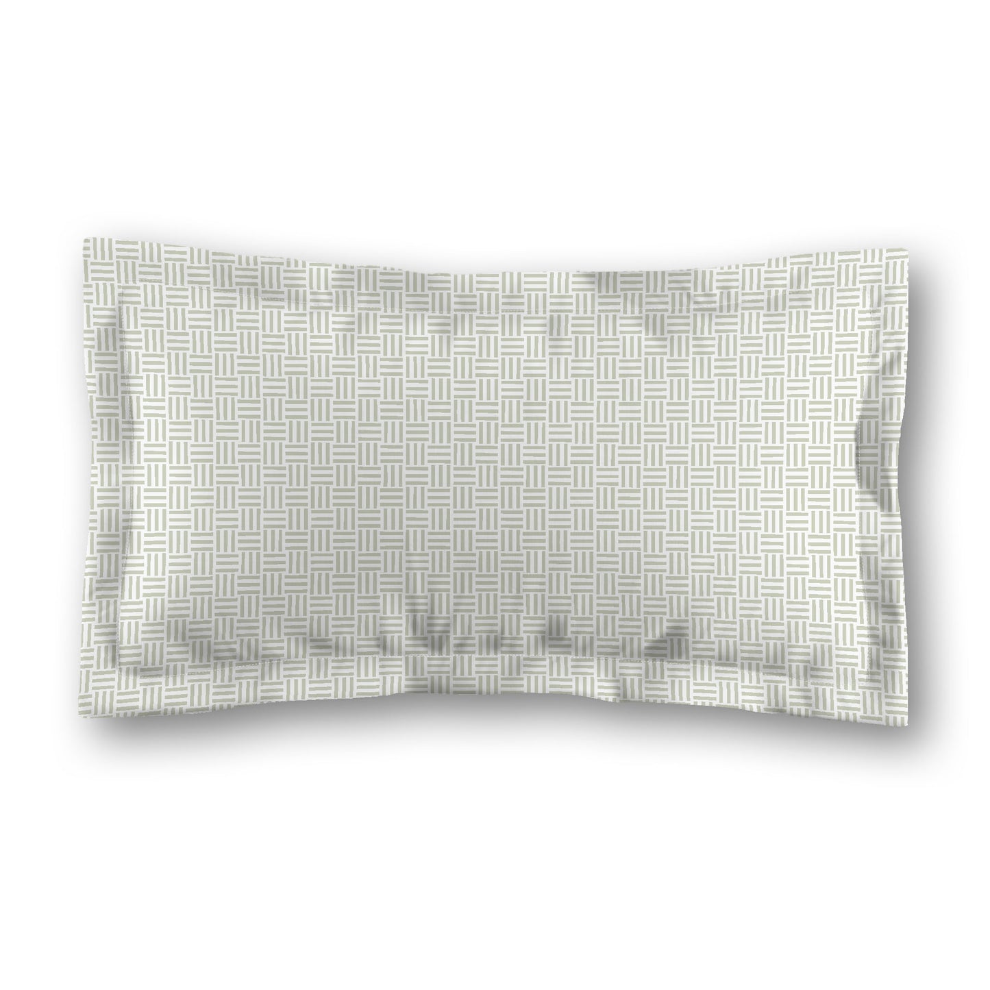 White Microfiber Pillow Sham with Flange, Pale Green Single Weave Motif Print, White Reverse Side, Standard (width x length) 22 x 30 inches / 56 x 76 cm