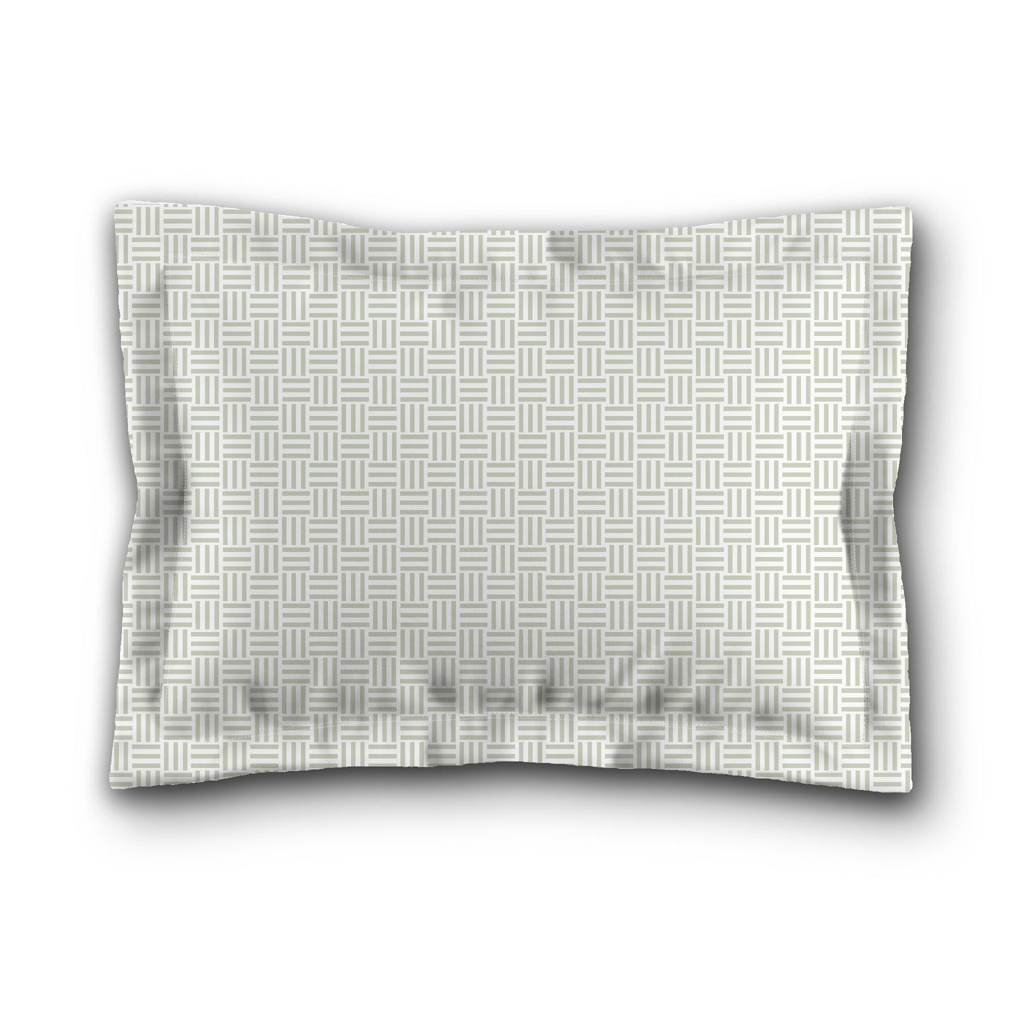 White Microfiber Pillow Sham with Flange, Pale Green Single Weave Motif Print, White Reverse Side, King (width x length) 22 x 38 inches / 56 x 97 cm