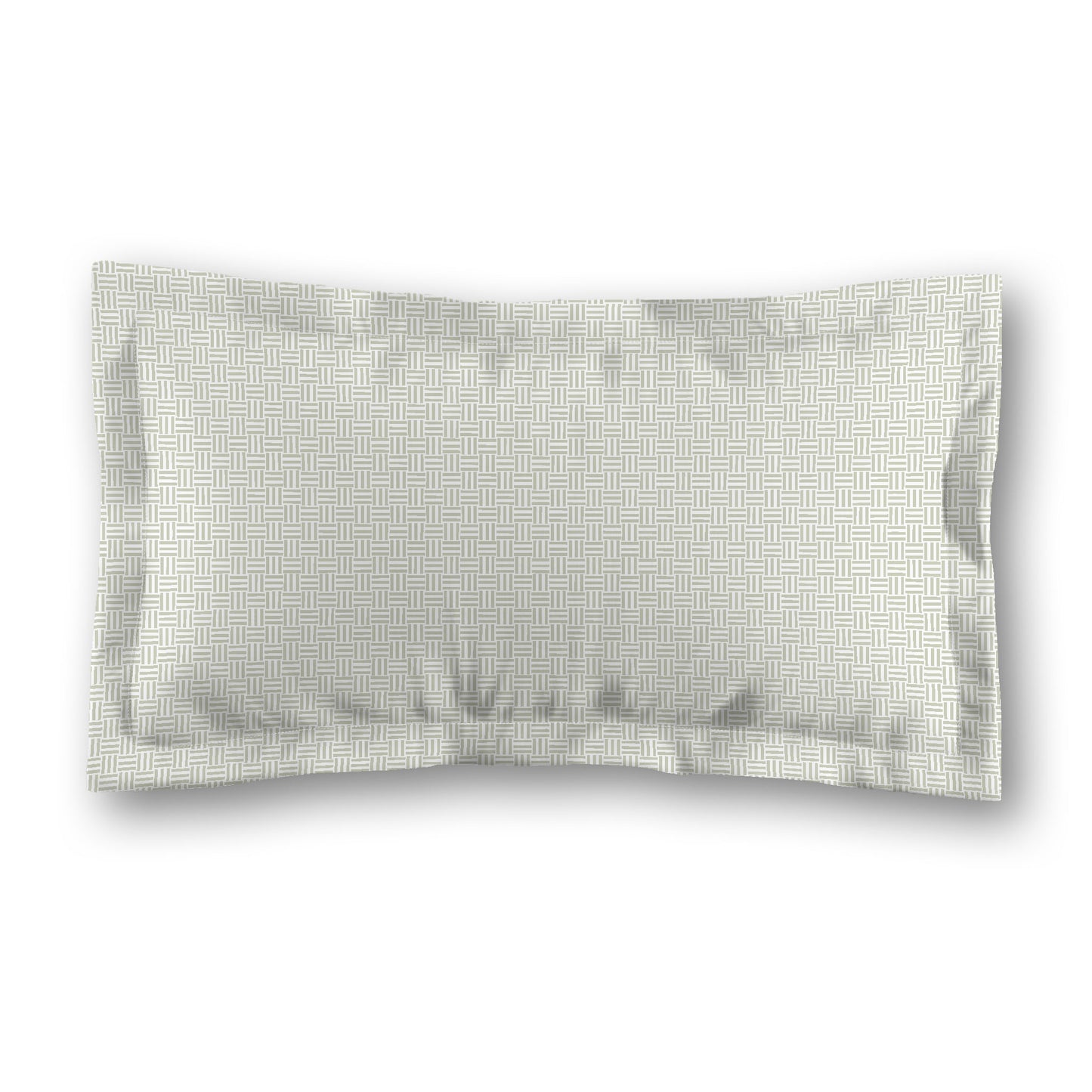 White Microfiber Pillow Sham with Flange, Pale Green Double Weave Motif Print, White Reverse Side, Standard (width x length) 22 x 30 inches / 56 x 76 cm