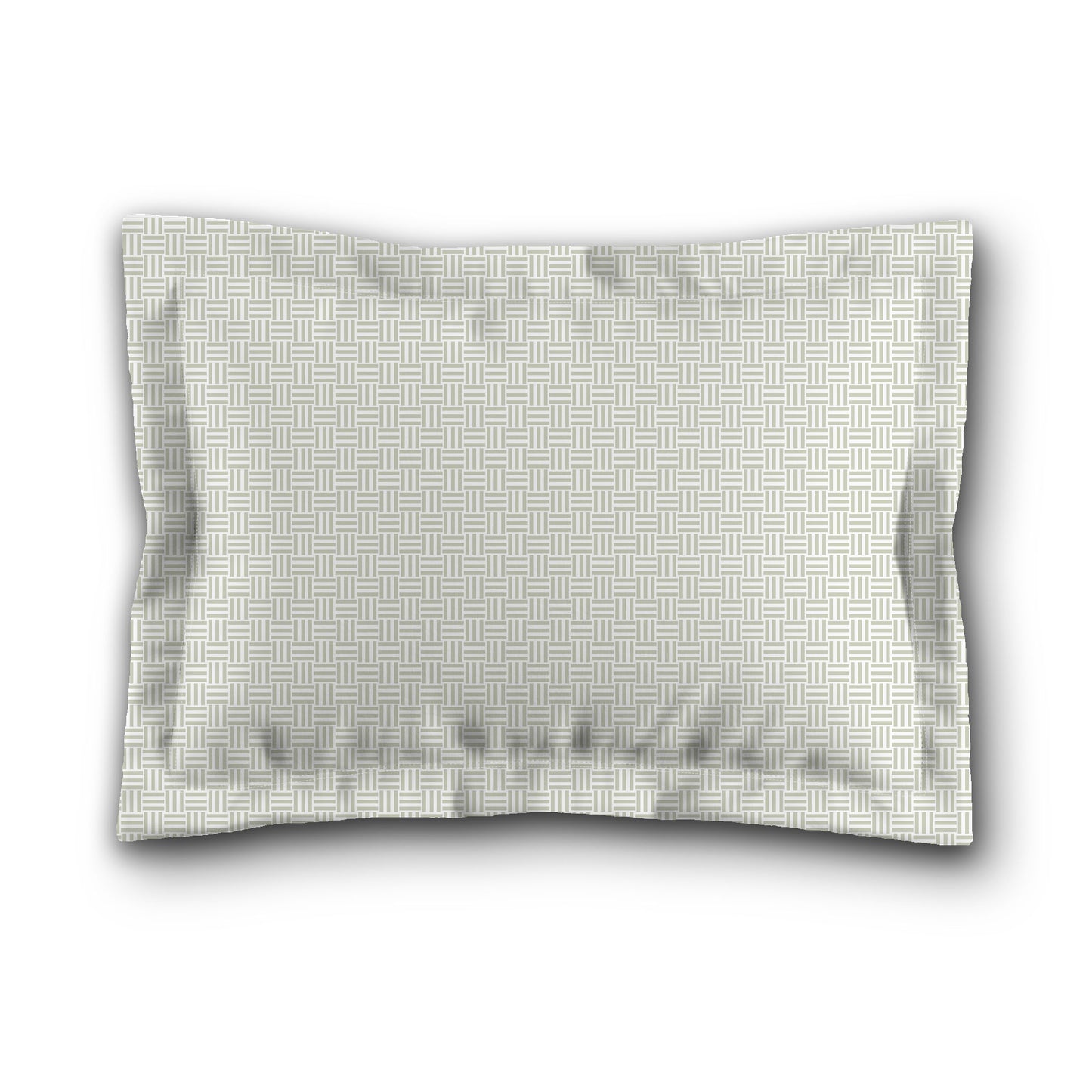 White Microfiber Pillow Sham with Flange, Pale Green Double Weave Motif Print, White Reverse Side, King (width x length) 22 x 38 inches / 56 x 97 cm