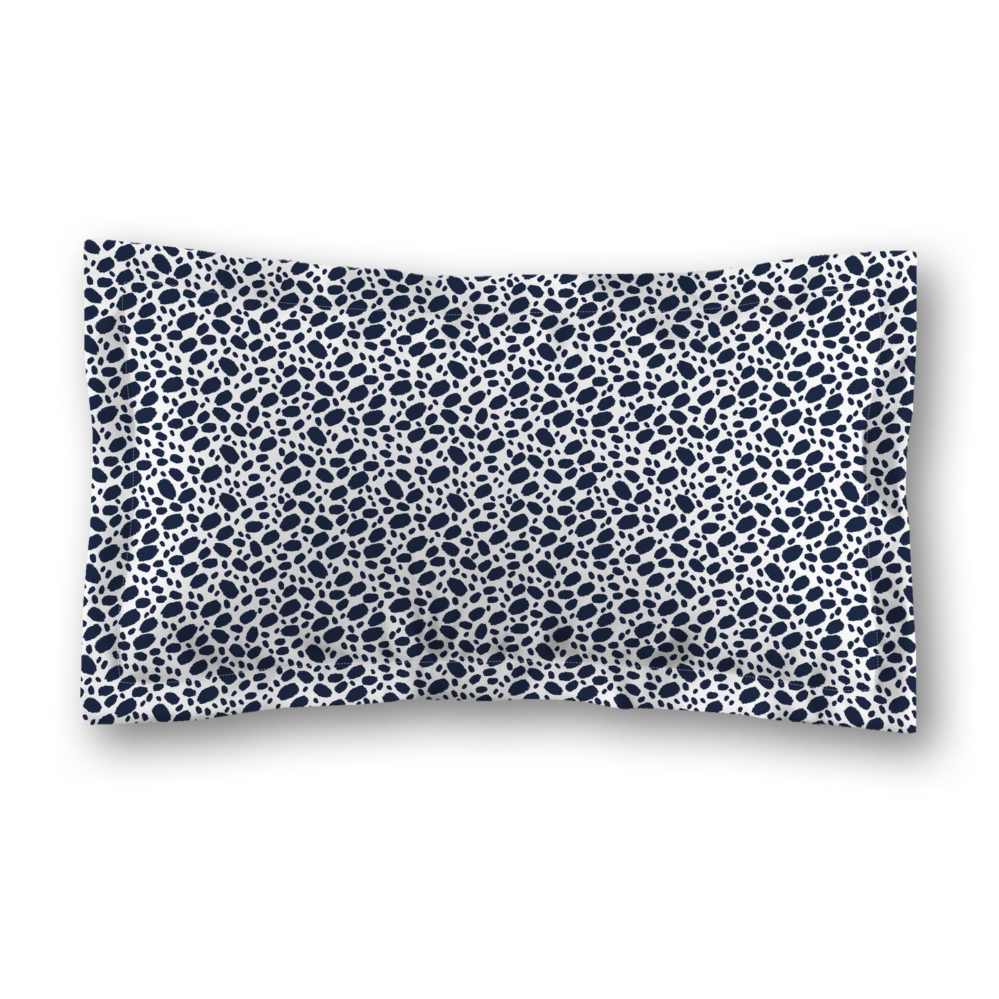 White Microfiber Pillow Sham with Flange, Navy Blue Hand-painted Dab Motif Print, White Reverse Side, Standard (width x length) 22 x 30 inches / 56 x 76 cm