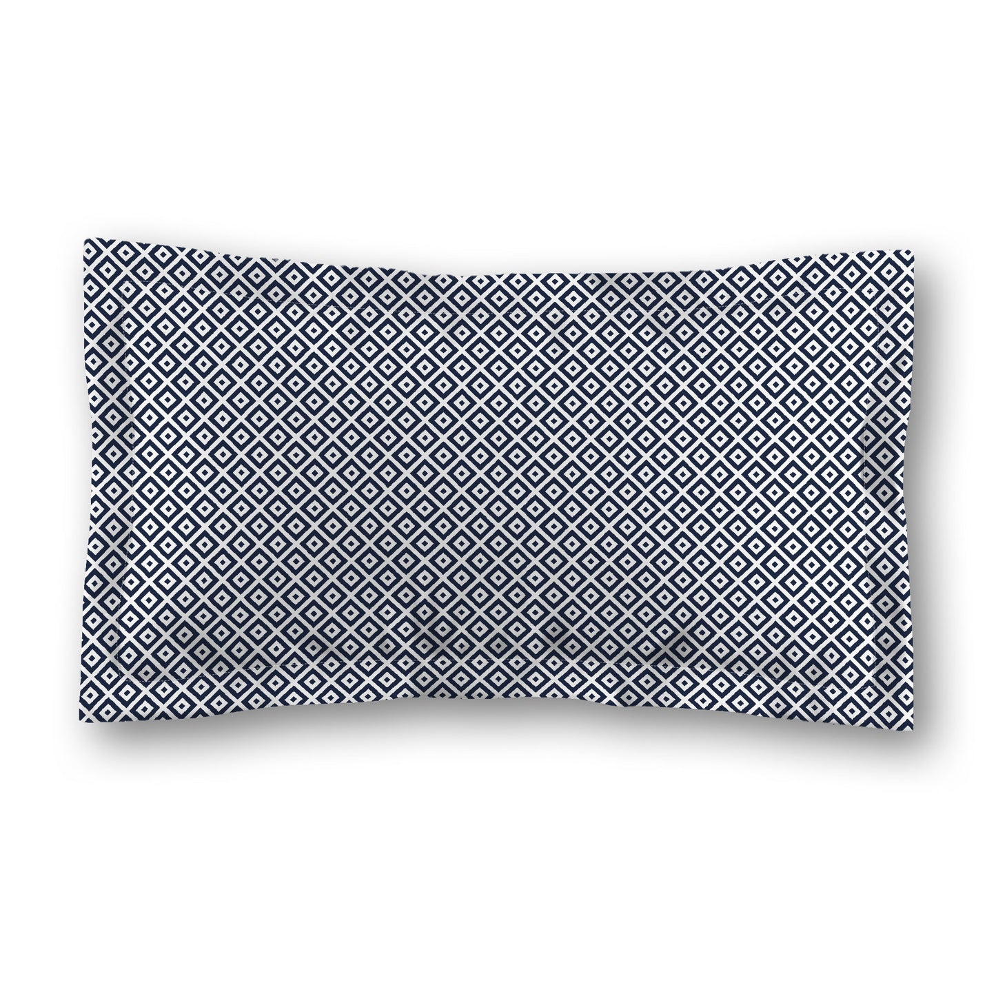 White Microfiber Pillow Sham with Flange, Navy Blue Repeating Square Motif Print, White Reverse Side, Standard (width x length) 22 x 30 inches / 56 x 76 cm