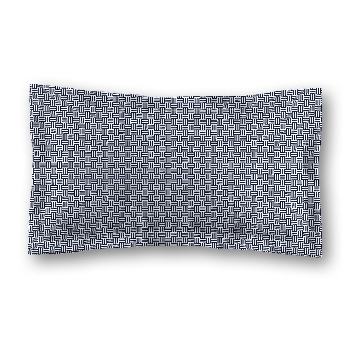 White Microfiber Pillow Sham with Flange, Navy Blue Double Weave Motif Print, White Reverse Side, Standard (width x length) 22 x 30 inches / 56 x 76 cm