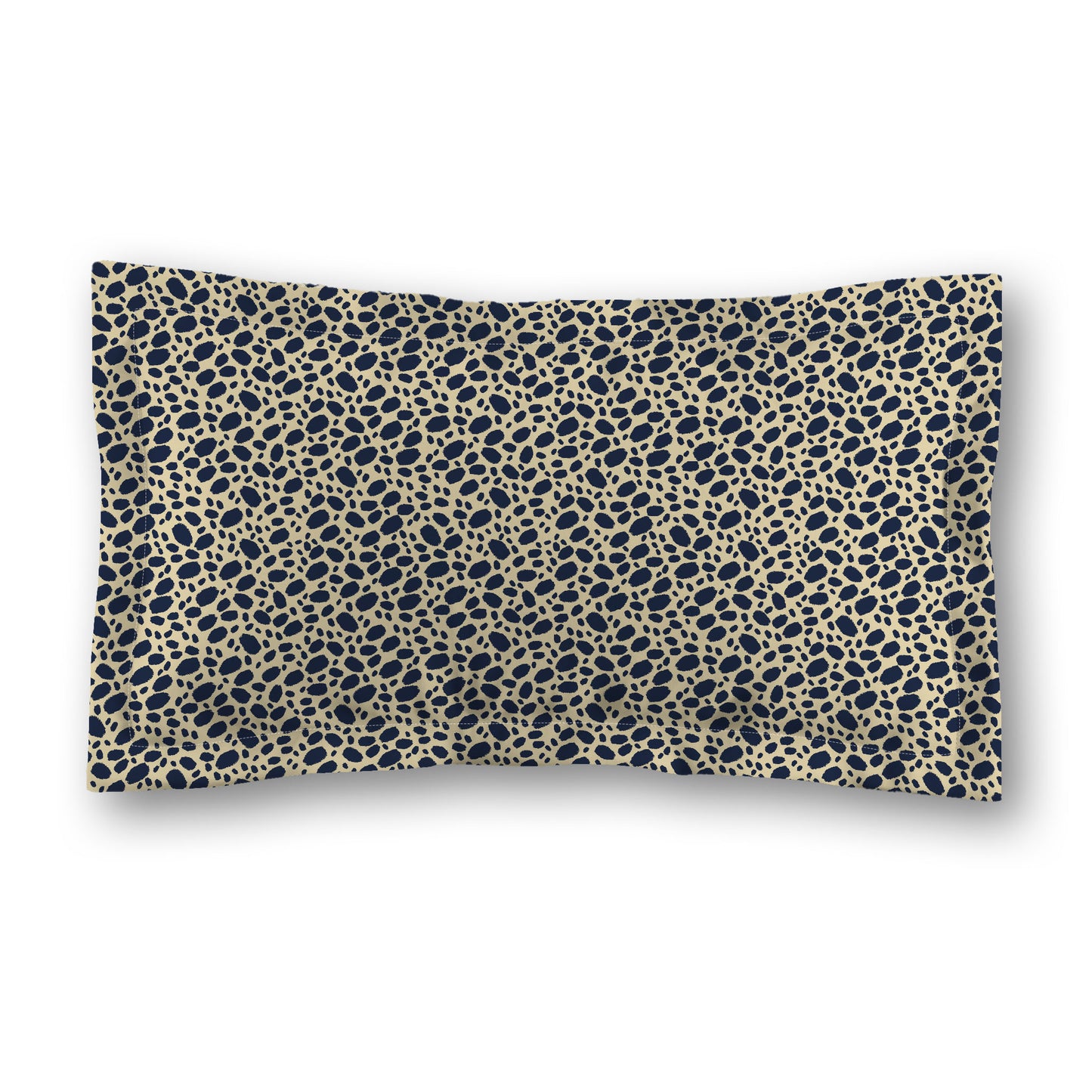 Desert Sand Microfibre Pillow Sham with Flange, Navy Blue Hand-painted Dab Motif Print, Tan Reverse Side, Standard (width x length) 22 x 30 inches / 56 x 76 cm