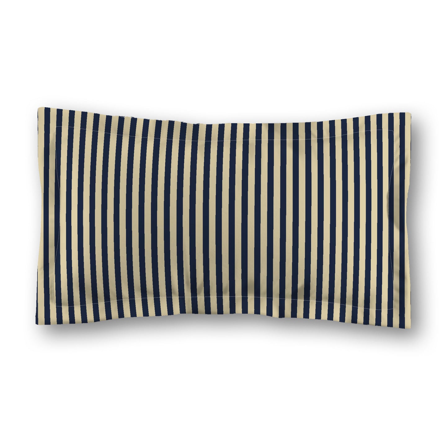 Desert Sand Microfibre Sham with Flange, Thin Navy Blue Bars on Front, Tan Reverse Side, Standard (width x length) 22 x 30 inches / 56 x 76 cm