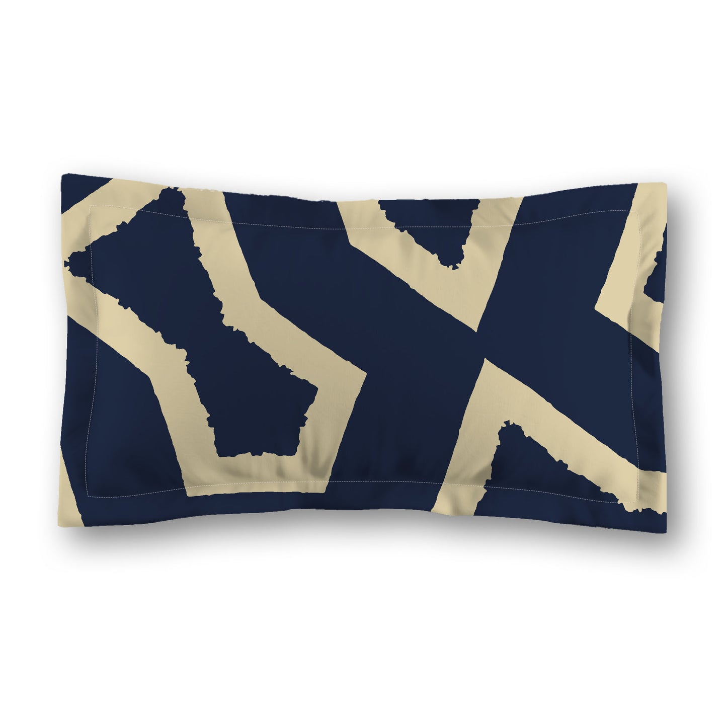 Navy Blue Microfiber Pillow Sham with Flange, Bold Desert Sand Graphic on Front, Tan Reverse Side, Standard (width x length) 22 x 30 inches / 56 x 76 cm