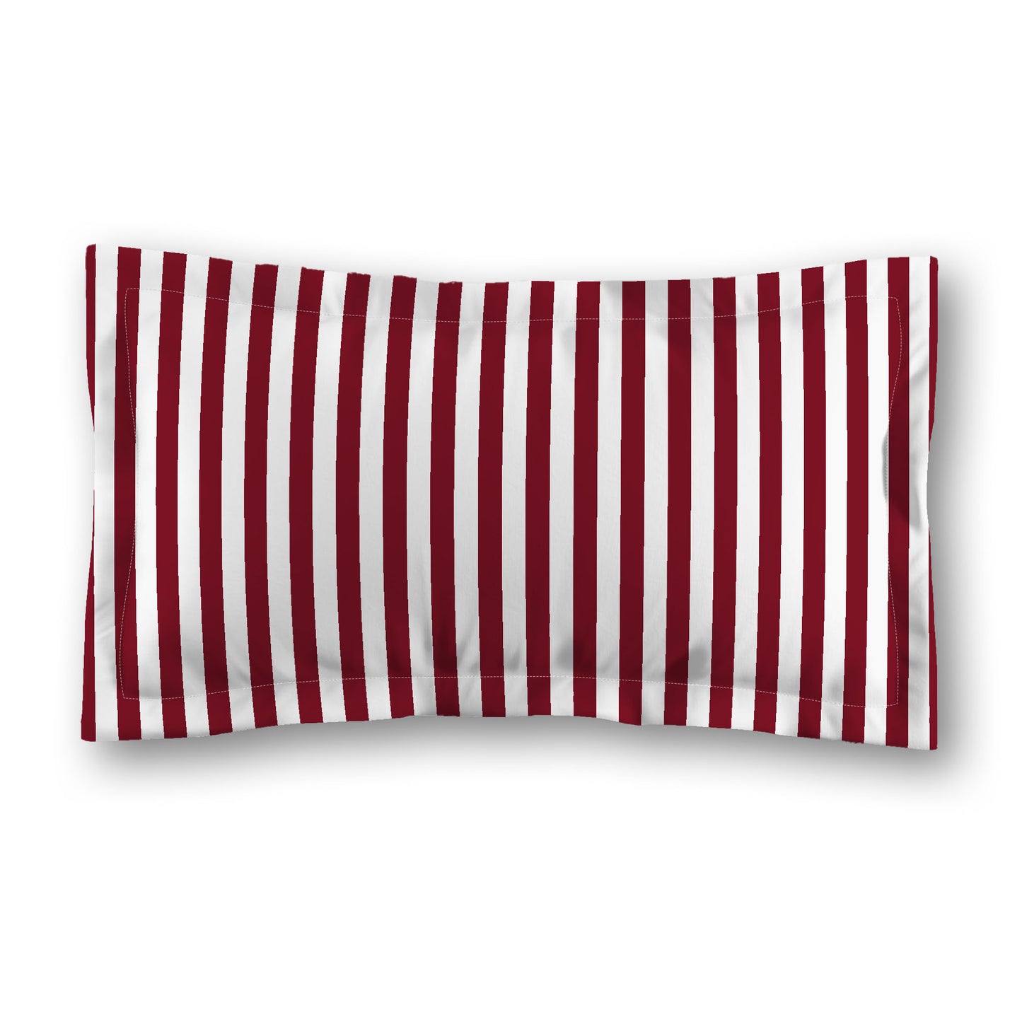 White Microfiber Sham with Flange, Burgundy Red Bars on Front, White Reverse Side | MFSF-1281-051