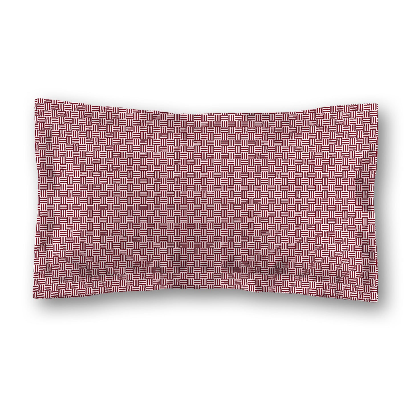 White Microfiber Pillow Sham with Flange, Burgundy Red Double Weave Motif Print, White Reverse Side | MFSF-1281-144