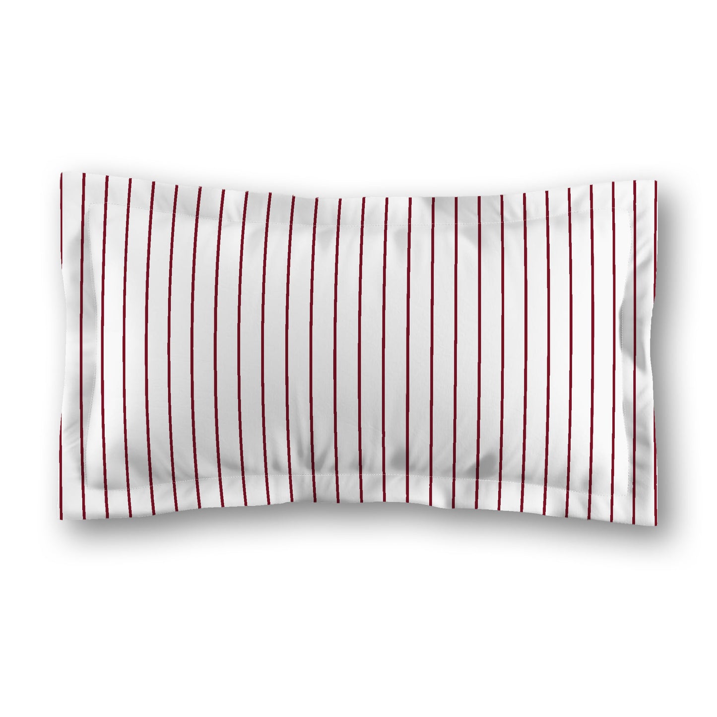 White Microfiber Sham with Flange, Burgundy Red Stripes on Front, White Reverse Side | MFSF-1281-151