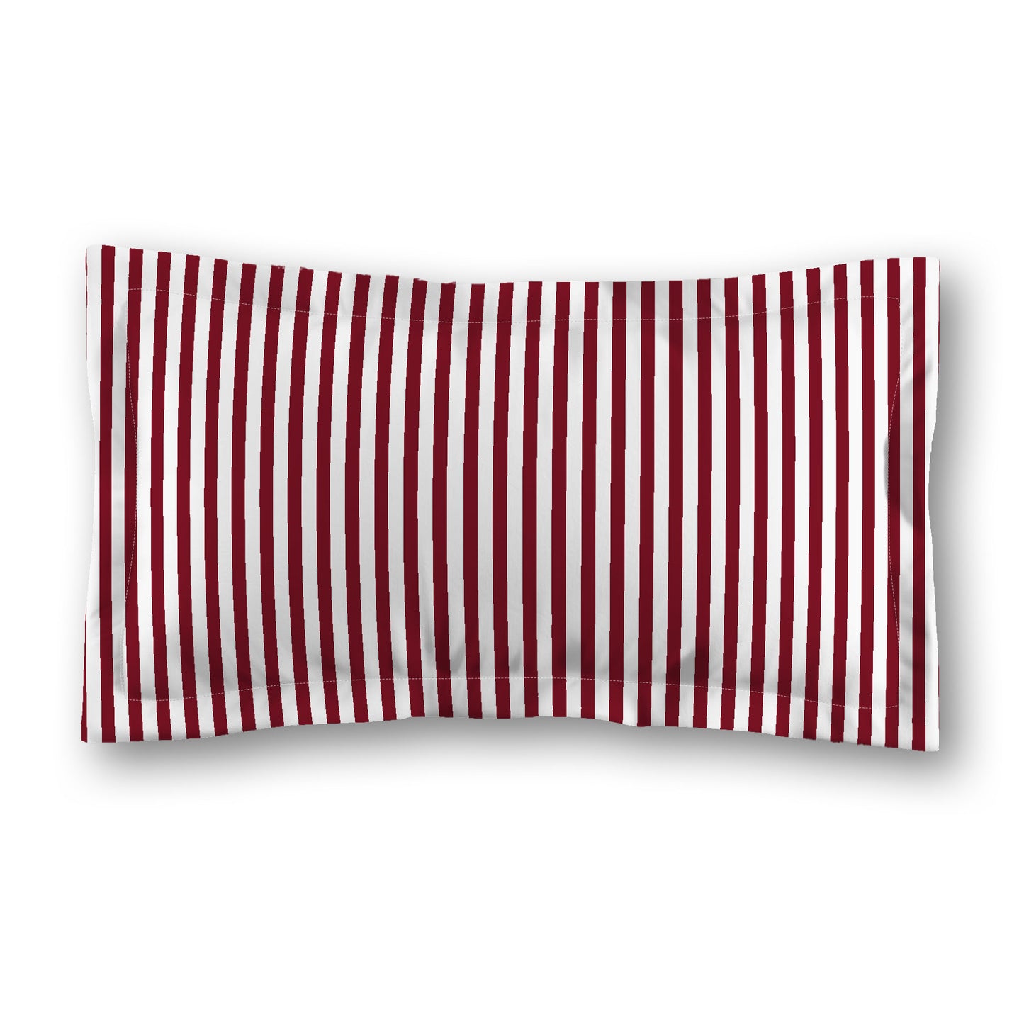 White Microfiber Sham with Flange, Thin Burgundy Red Bars on Front, White Reverse Side | MFSF-1281-241