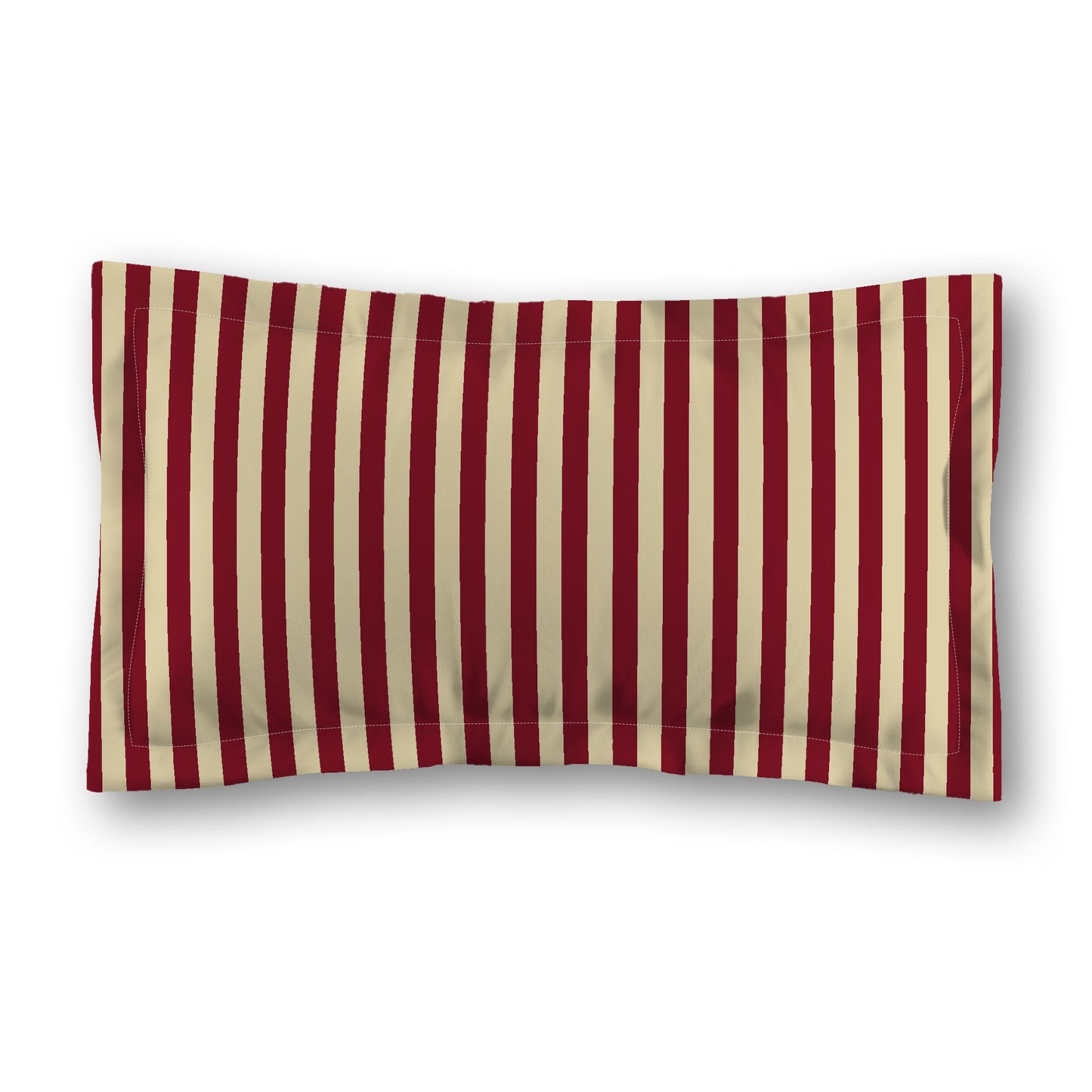 Desert Sand Microfibre Sham with Flange, Burgundy Red Bars on Front, Tan Reverse Side, Standard (width x length) 22 x 30 inches / 56 x 76 cm