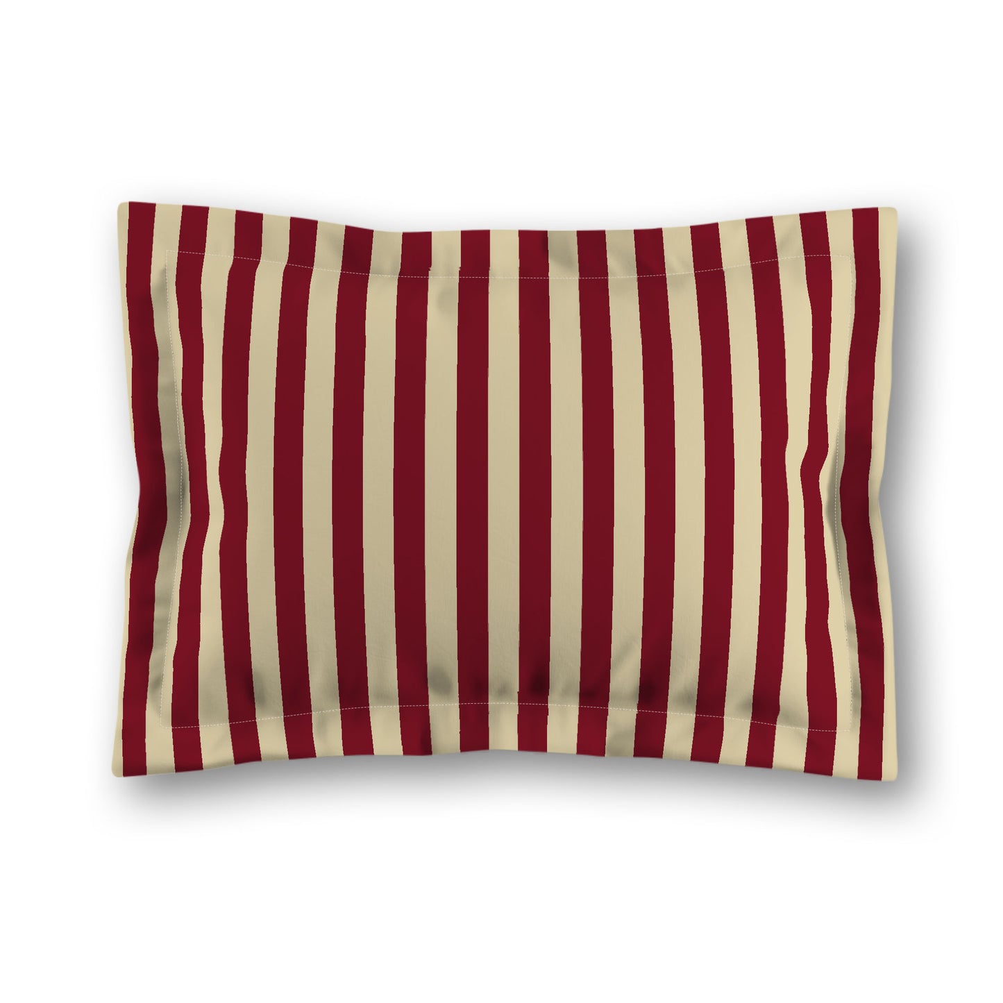 Desert Sand Microfibre Sham with Flange, Burgundy Red Bars on Front, Tan Reverse Side, King (width x length) 22 x 38 inches / 56 x 97 cm