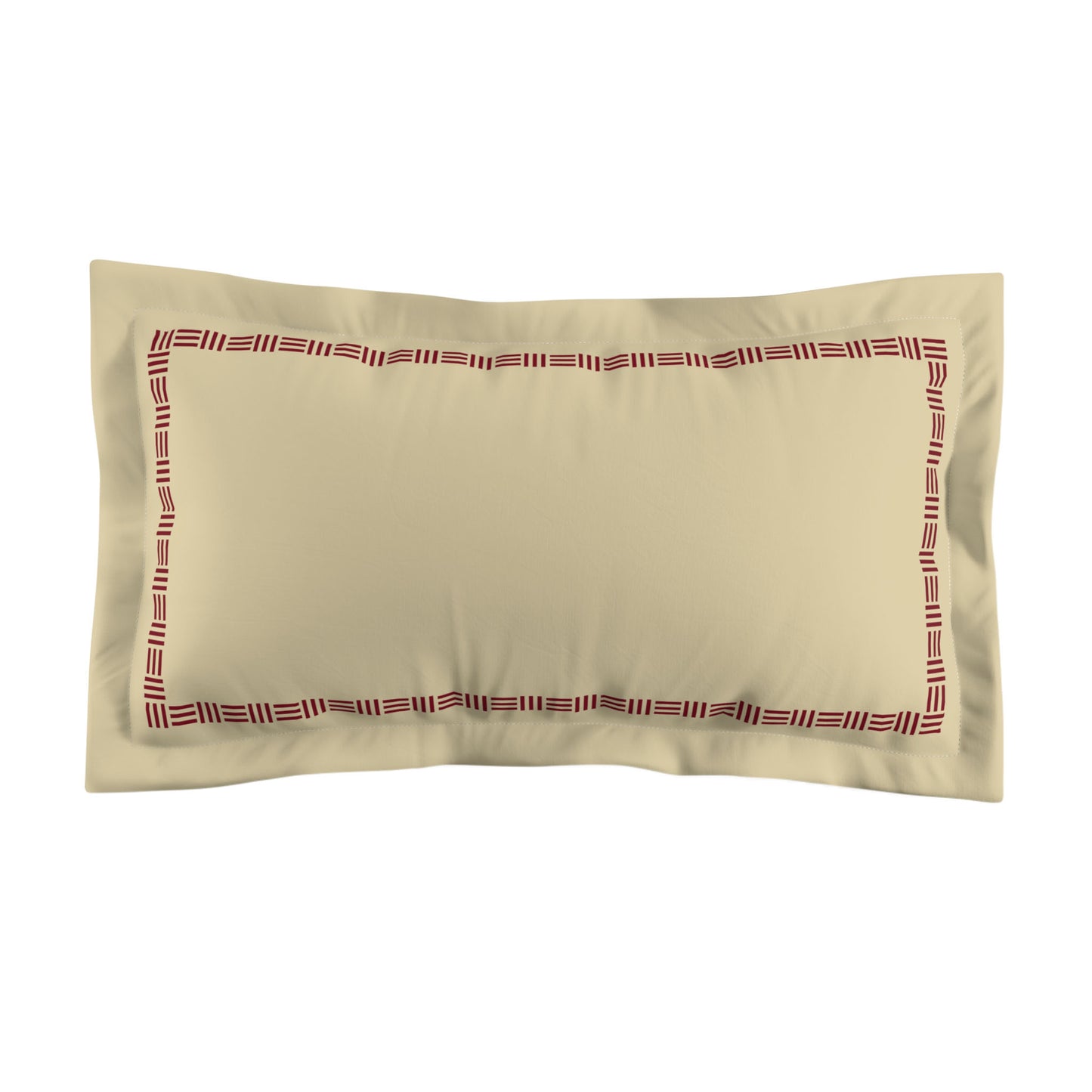 Desert Sand Microfibre Pillow Sham with Flange, Burgundy Red Single Weave Motif Print, Classic Border, Tan Reverse Side, Standard (width x length) 22 x 30 inches / 56 x 76 cm