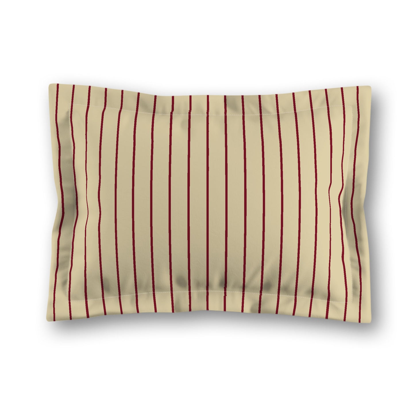 Desert Sand Microfibre Sham with Flange, Burgundy Red Stripes on Front, Tan Reverse Side, King (width x length) 22 x 38 inches / 56 x 97 cm