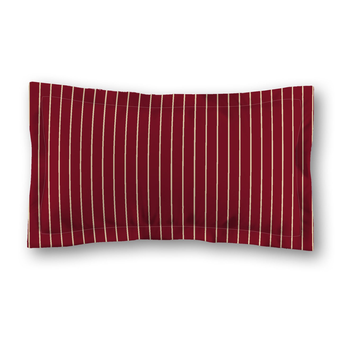 Burgundy Red Microfiber Sham with Flange, Desert Sand Stripes on Front, Tan Reverse Side, Standard (width x length) 22 x 30 inches / 56 x 76 cm
