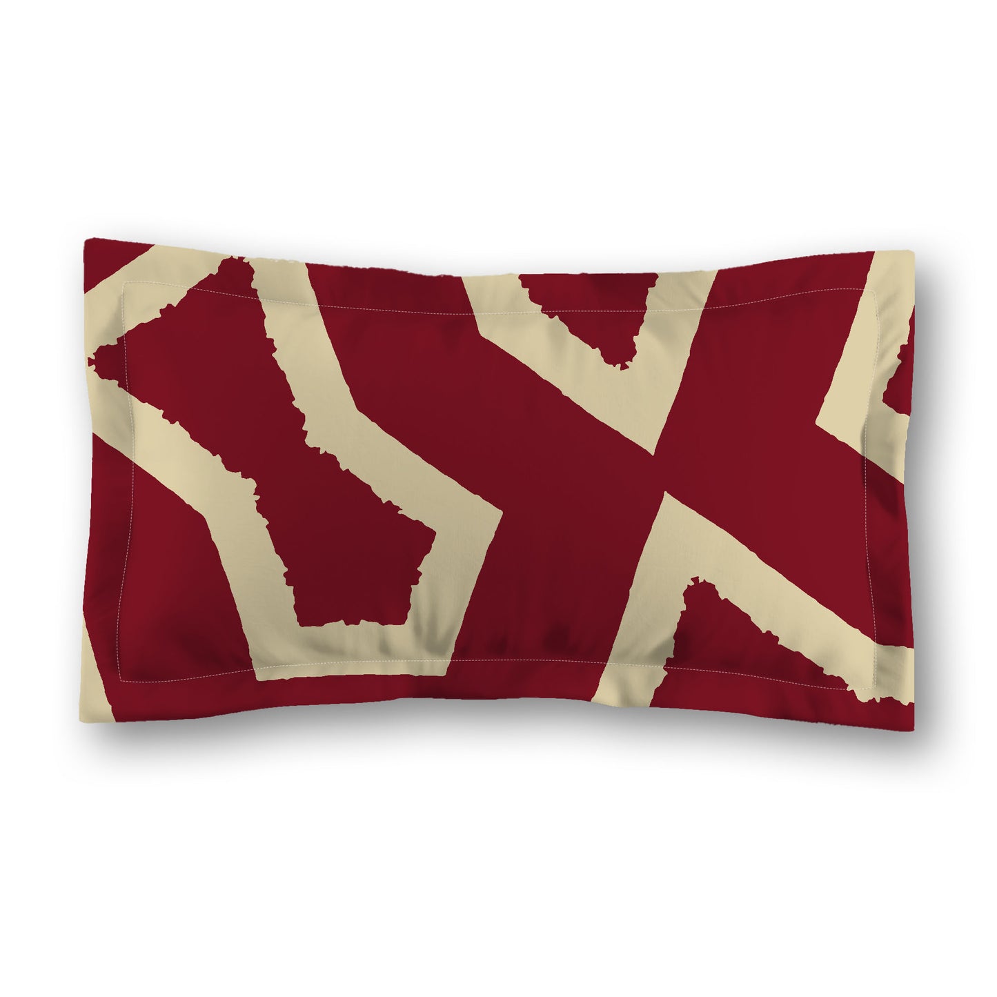 Burgundy Red Microfiber Pillow Sham with Flange, Bold Desert Sand Graphic on Front, Tan Reverse Side, Standard (width x length) 22 x 30 inches / 56 x 76 cm