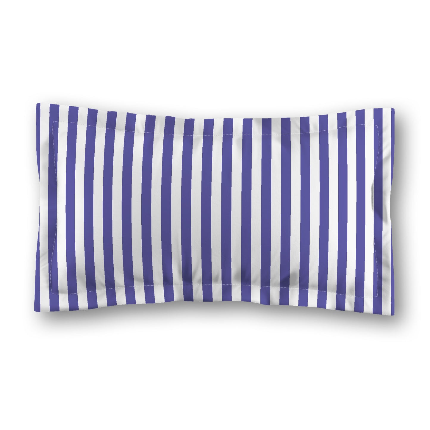 White Microfiber Sham with Flange, Purple Bars on Front, Standard - 22 x 30 inches