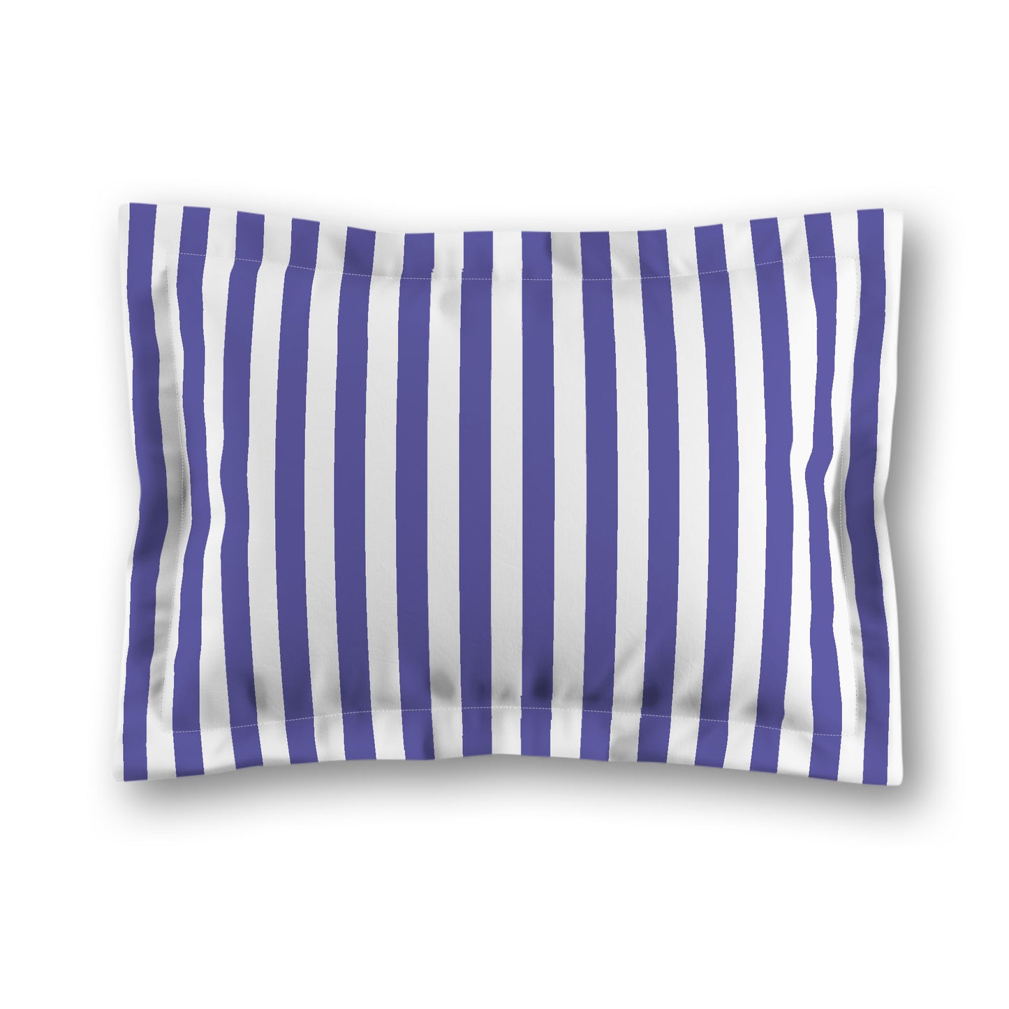 White Microfiber Sham with Flange, Purple Bars on Front, King - 22 x 38 inches
