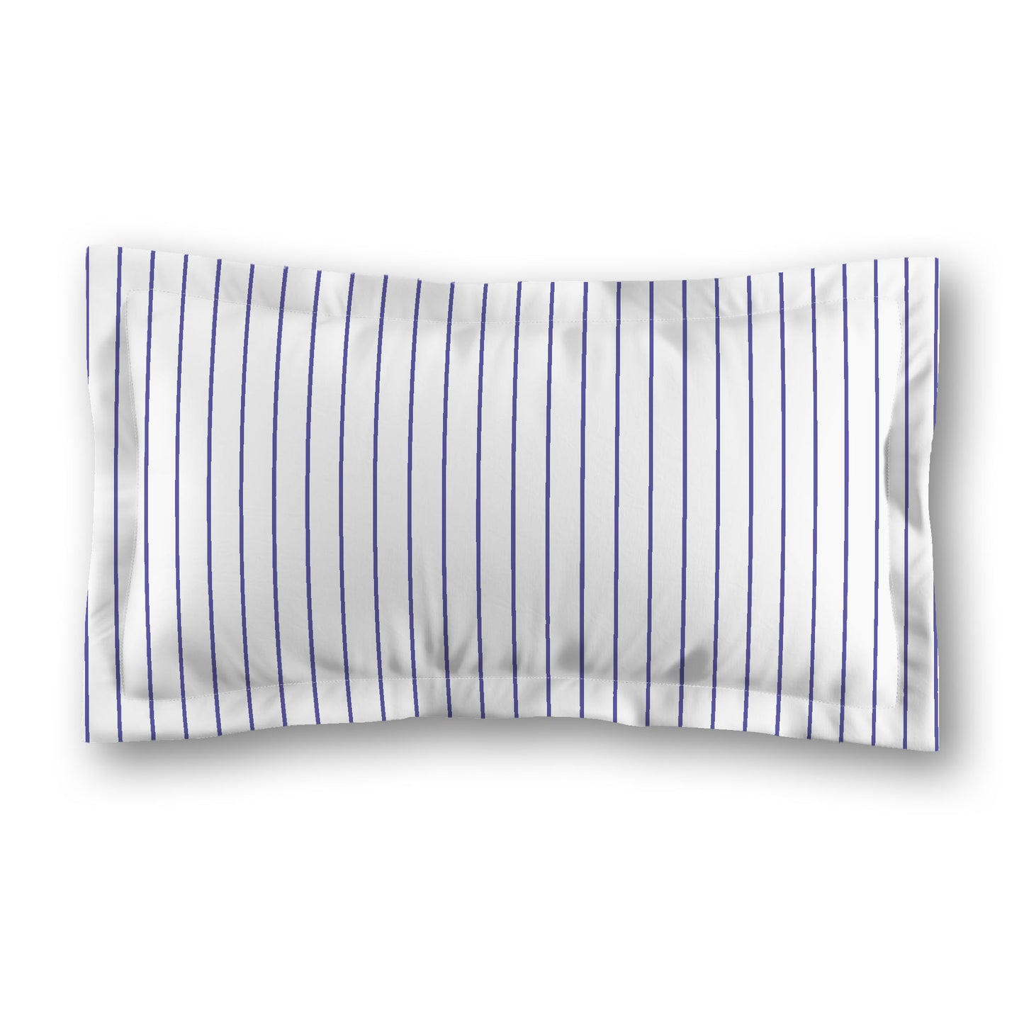 White Microfiber Sham with Flange, Purple Stripes on Front, White Reverse Side, Standard - 22 x 30 inches